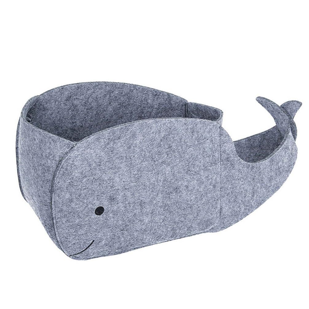 Whale Shape Felt Storage Basket - Nursery & Laundry Organizer for Home
