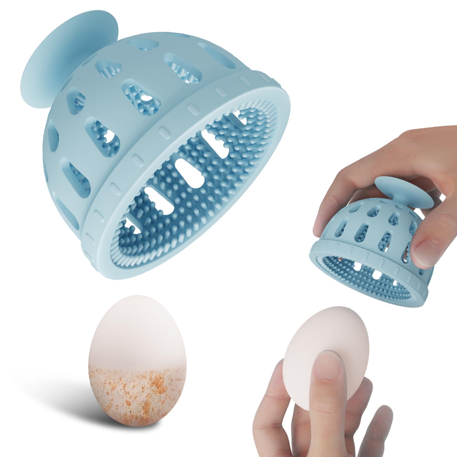Premium Silicone Egg Brush Cleaner - Gentle Egg Washer for Fresh Eggs - Durable Cleaning Tool for Farm, Kitchen & Home Use (Blue, 1 Pack) - Perfect for Organic Eggs, Backyard Chickens & Cooking Prep