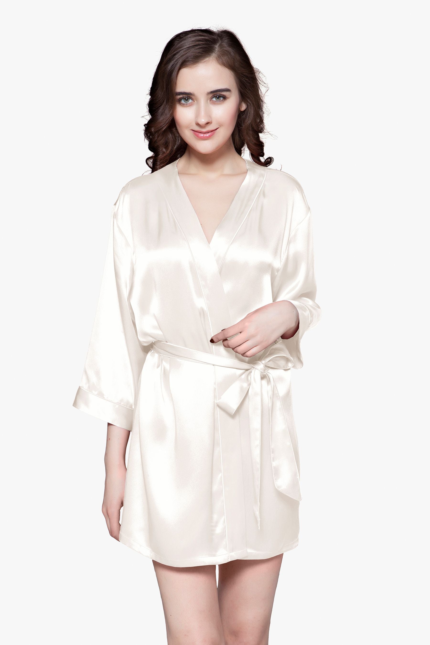 22 Momme Mini Cut Silk Robe - Luxurious Lightweight Kimono for Women, Perfect for Loungewear, Bridal Party & Special Occasions