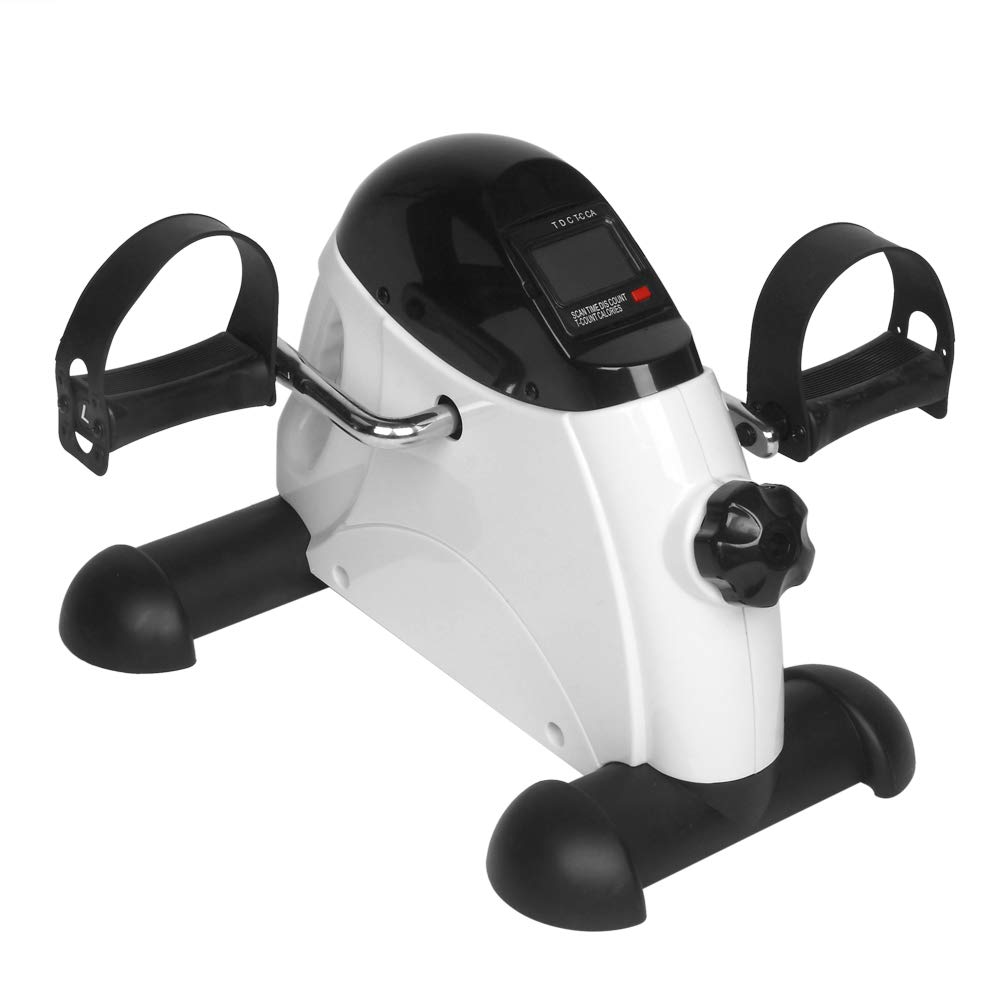 Portable Mini Pedal Exerciser Bike for Home Workout - Hand & Foot Trainer - Compact White Exercise Equipment for Seniors, Physical Therapy & Office Fitness