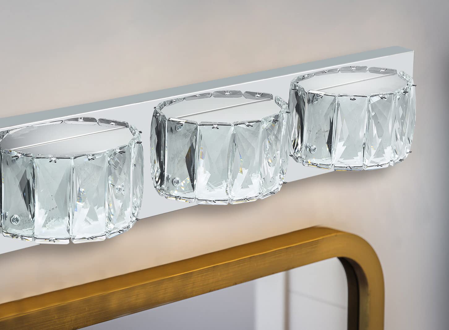 3-Light Crystal Chrome Vanity Sconces for Bathroom - Modern Wall Lighting Fixtures Above Mirror with Adjustable Arms - Perfect for Makeup, Shaving & Spa Relaxation