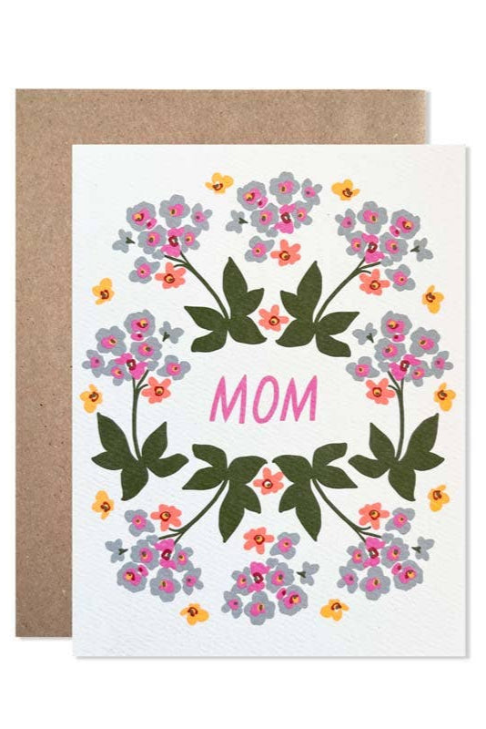 Beautiful Blue Floral Wreath Greeting Card - Elegant Mother's Day, Birthday & Thank You Card for Mom - Perfect for Home Decor, Gift Giving & Special Occasions