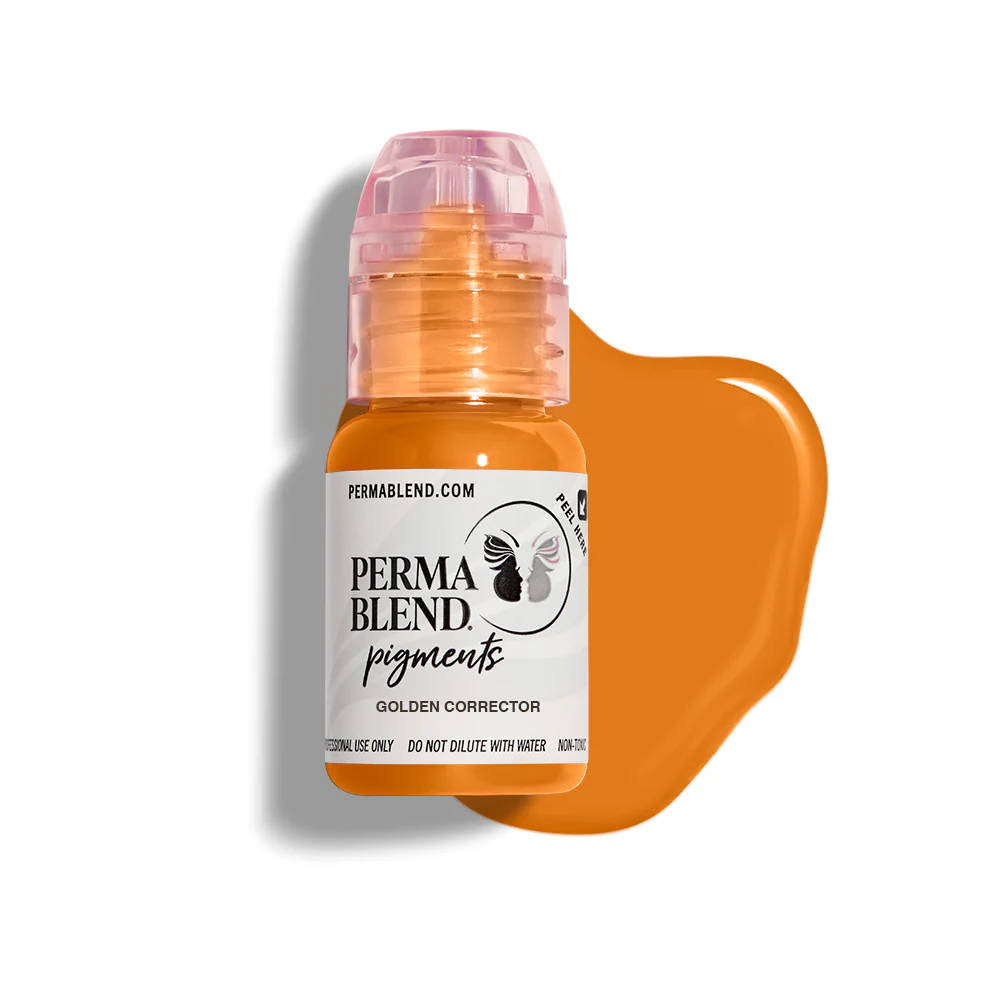 Perma Blend Golden Corrector Pigment - Professional Tattoo Ink for Covering Dark Spots & Scars | Perfect for Tattoo Artists & Permanent Makeup | Use for Eyebrow, Lip & Areola Tattooing