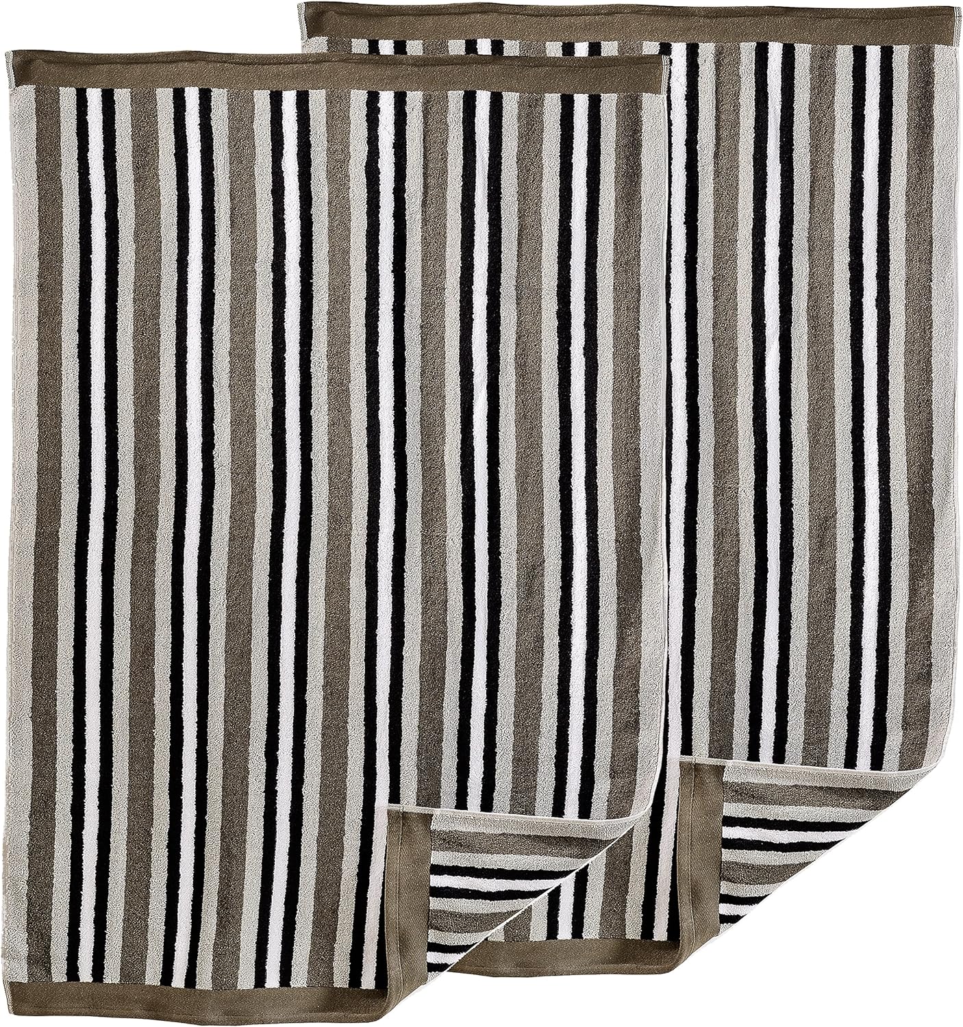 Premium Cotton Stripe 2-Piece Bath Sheet Set - Ultra Soft & Absorbent Towels for Spa, Bathroom & Beach Use