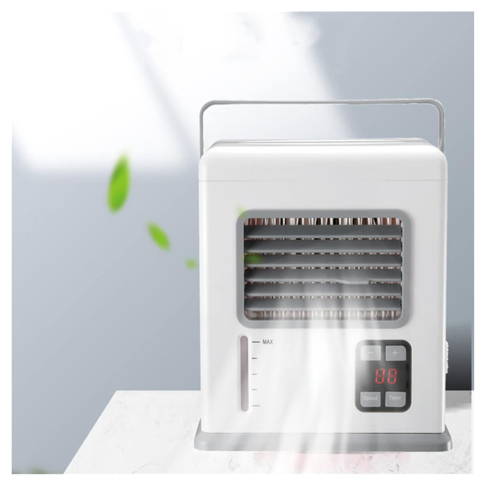 Portable Air Conditioner & Evaporative Air Cooler - 2 Speed USB/AC Rechargeable Battery Operated Personal Air Cooler with Timer | Perfect for Office, Dorm, Bedroom, Outdoor & Travel Use