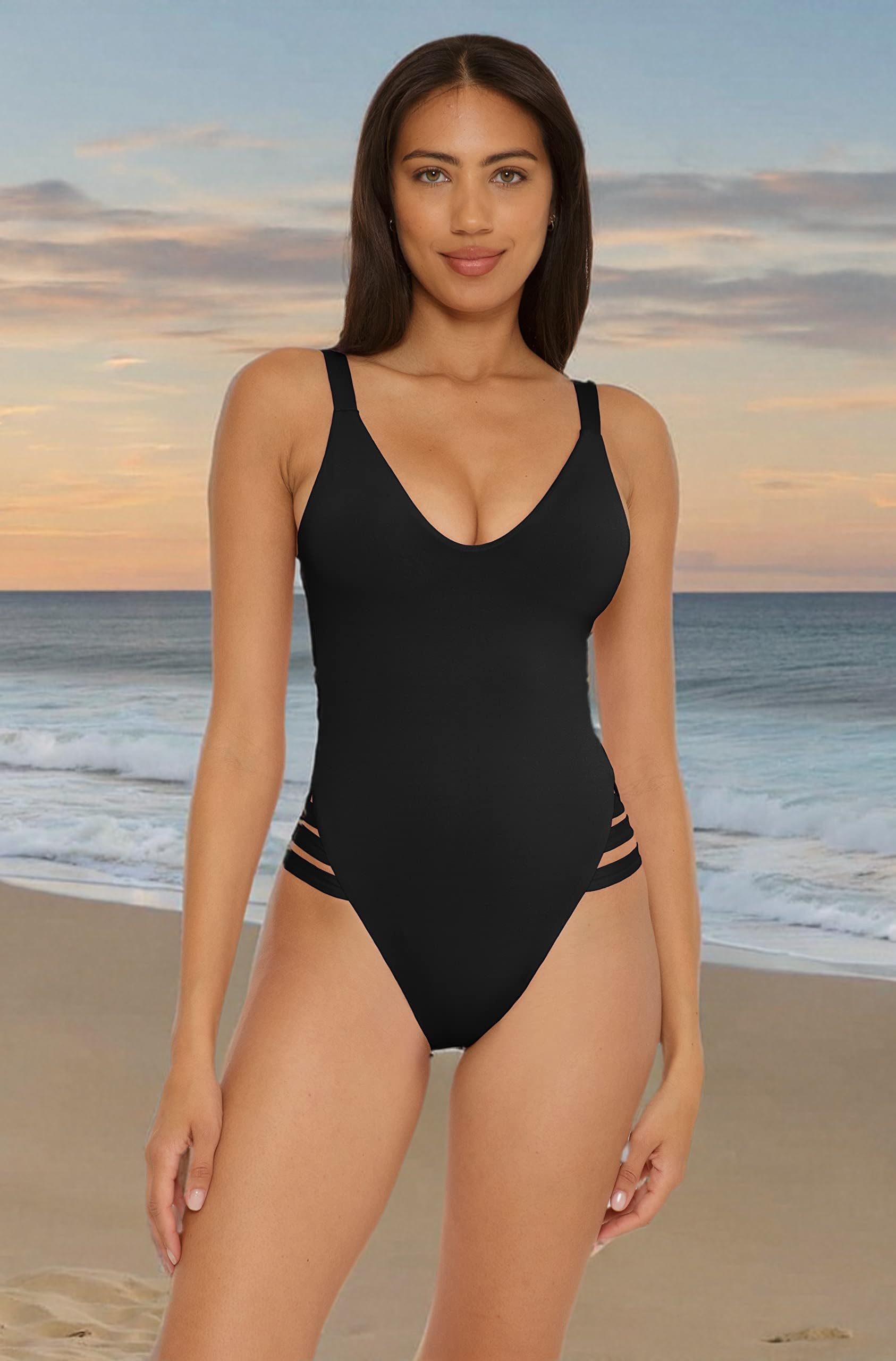 BECCA Women's One Piece Swimsuit - High Leg, Scoop Neck & Open Back Bathing Suit for Beach, Pool & Summer Vacations | Flattering Swimwear for Women