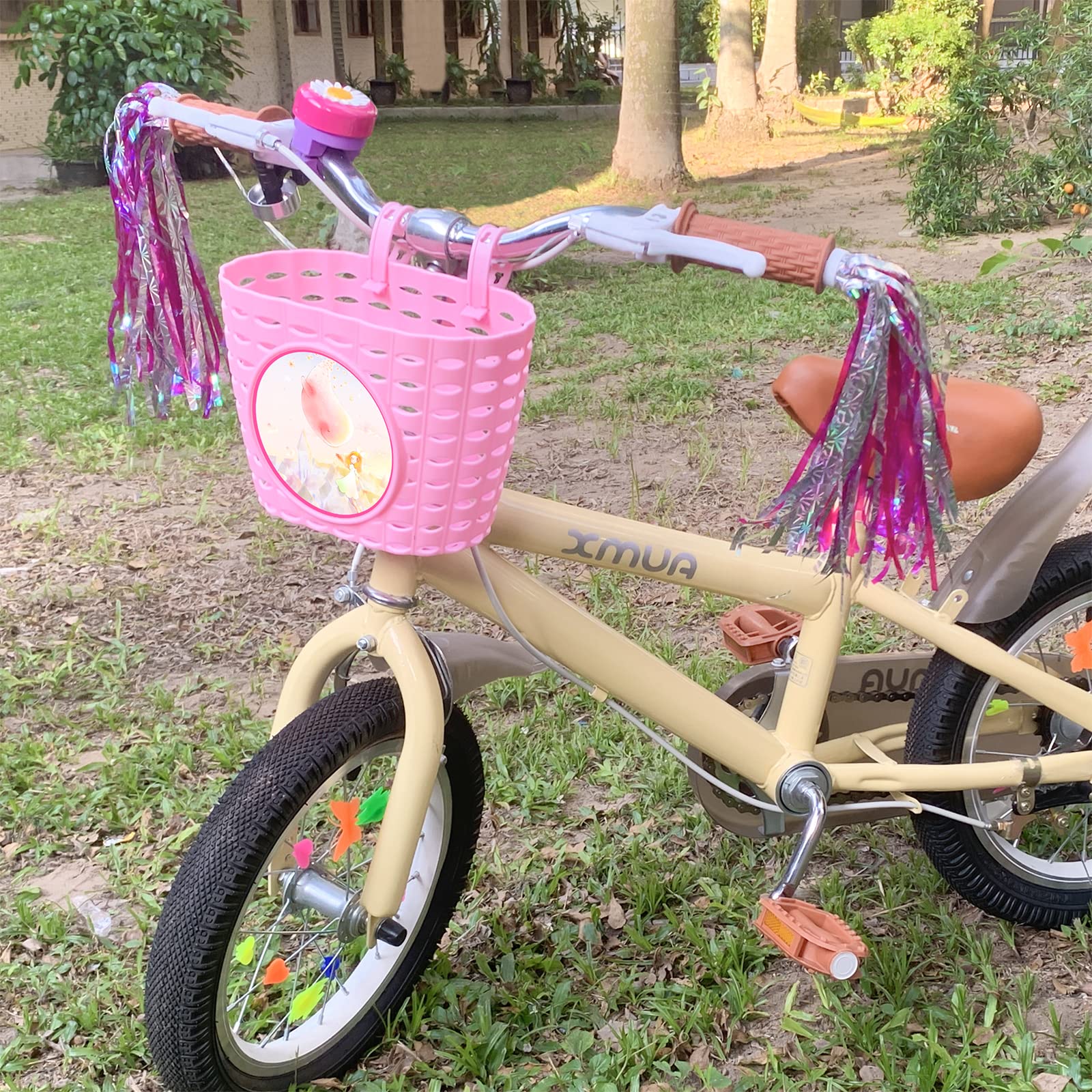 Girl's Bike Basket - Cute & Durable Bicycle Front Basket for Kids - Perfect for School, Picnics & Shopping Accessories