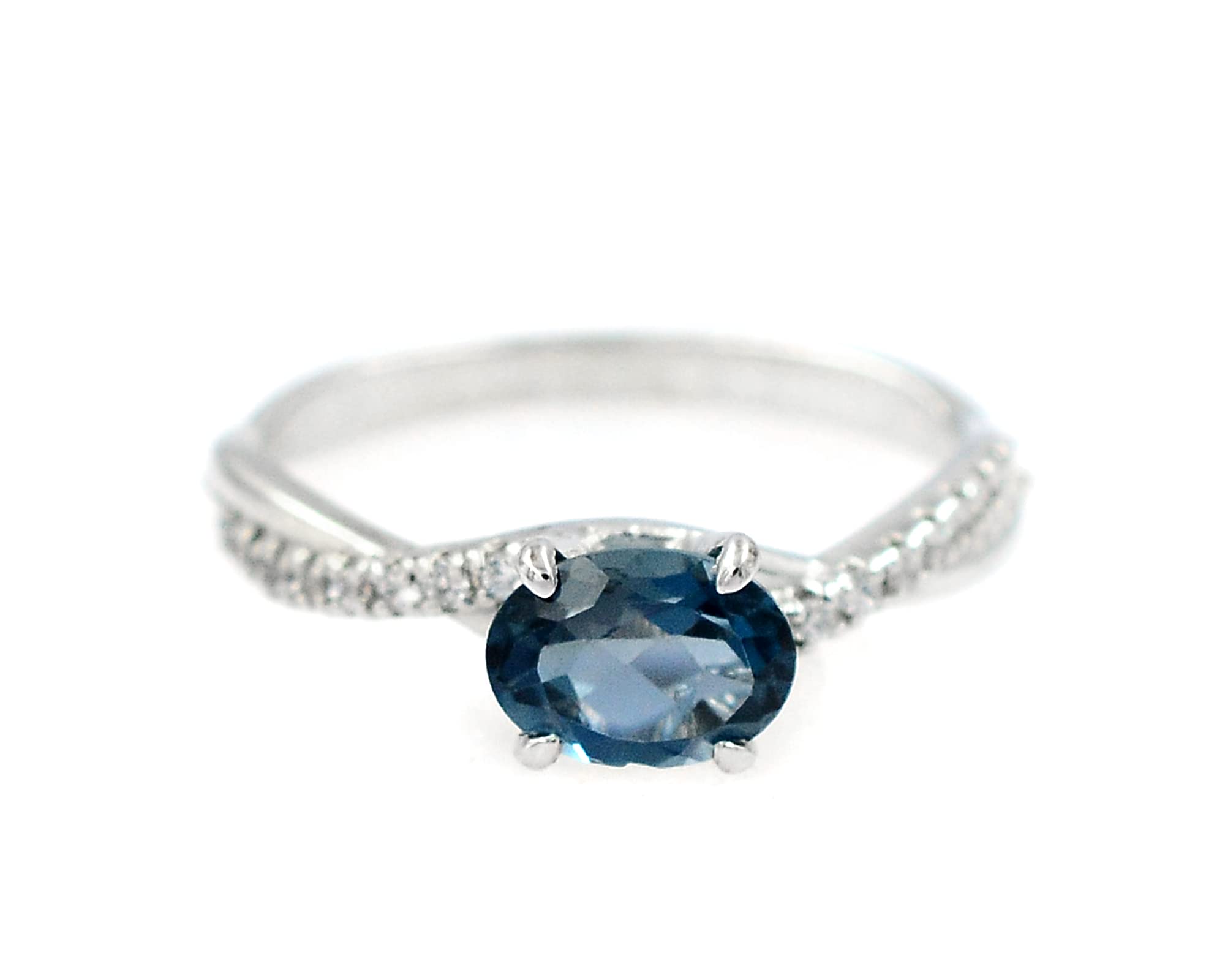 8X6 MM Oval Cut Natural London Blue Topaz Gemstone 925 Sterling Silver December Birthstone Statement Ring - Elegant Wedding Gift, Anniversary Present & Special Occasion Jewelry for Women