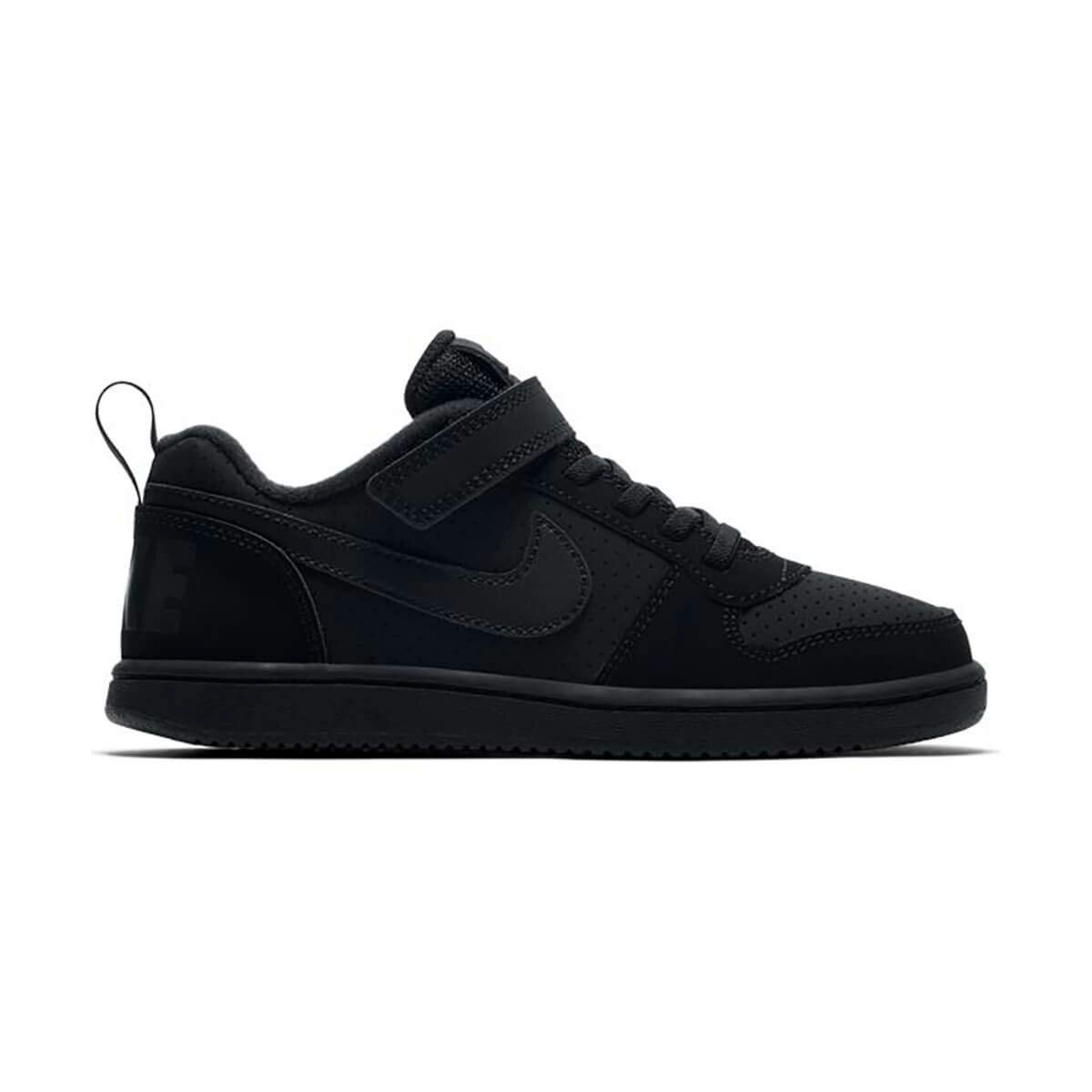 Nike Kids Court Borough Low PSV Sneakers - Black/Black - Size 1.5 Youth - Comfortable Casual Shoes for Boys & Girls - Perfect for School, Playground & Everyday Wear