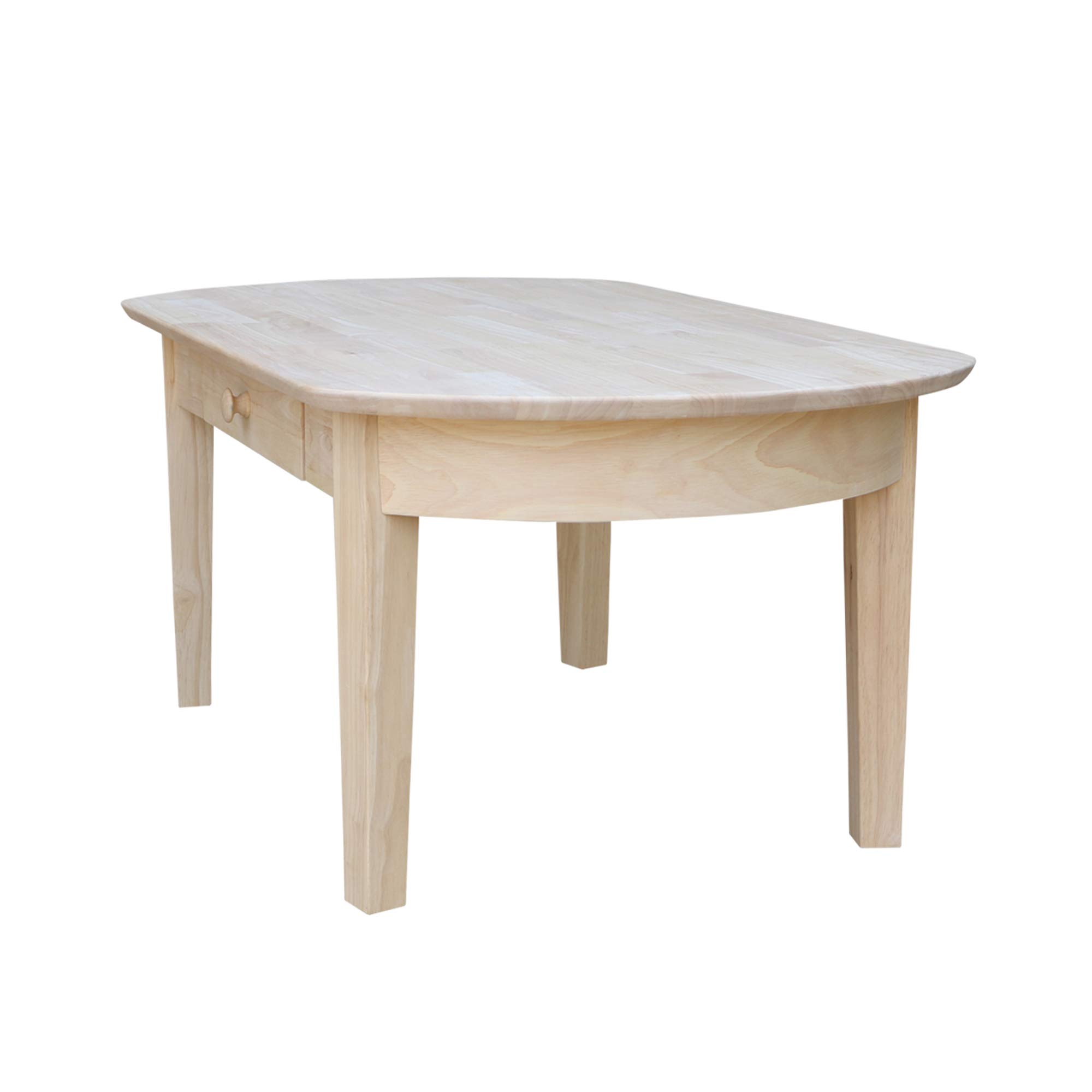 Unfinished Phillips Oval Coffee Table by International Concepts - Rustic Wooden Living Room Furniture for Home Decor & Cozy Gatherings