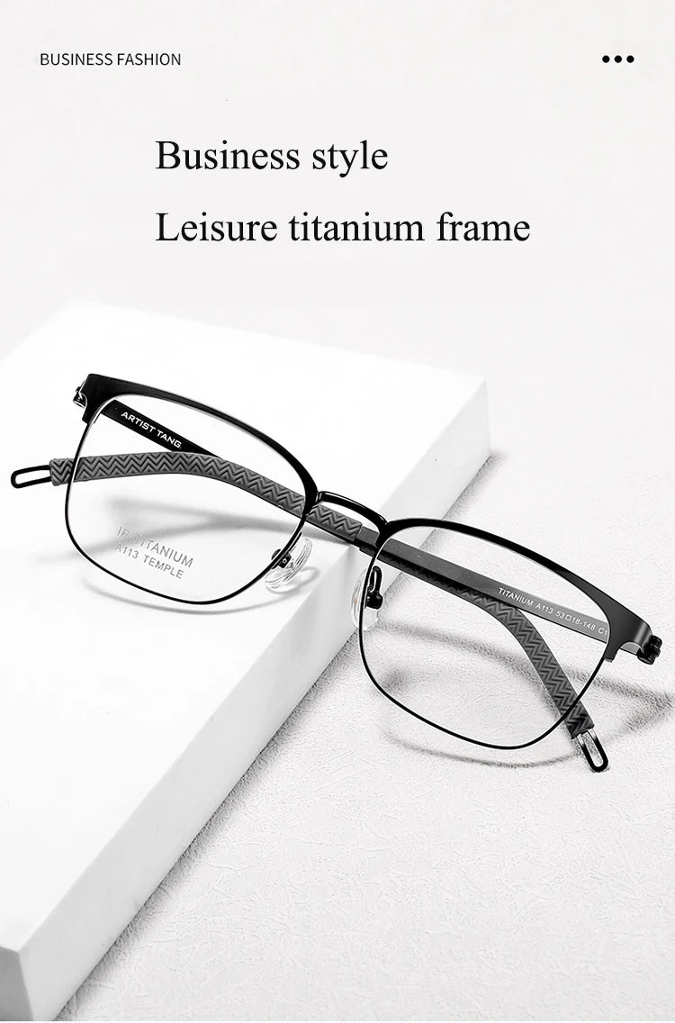Bclear Unisex Full Rim Square Titanium Eyeglasses A113 - Lightweight Durable Frame for Men & Women - Perfect for Reading, Work & Everyday Wear