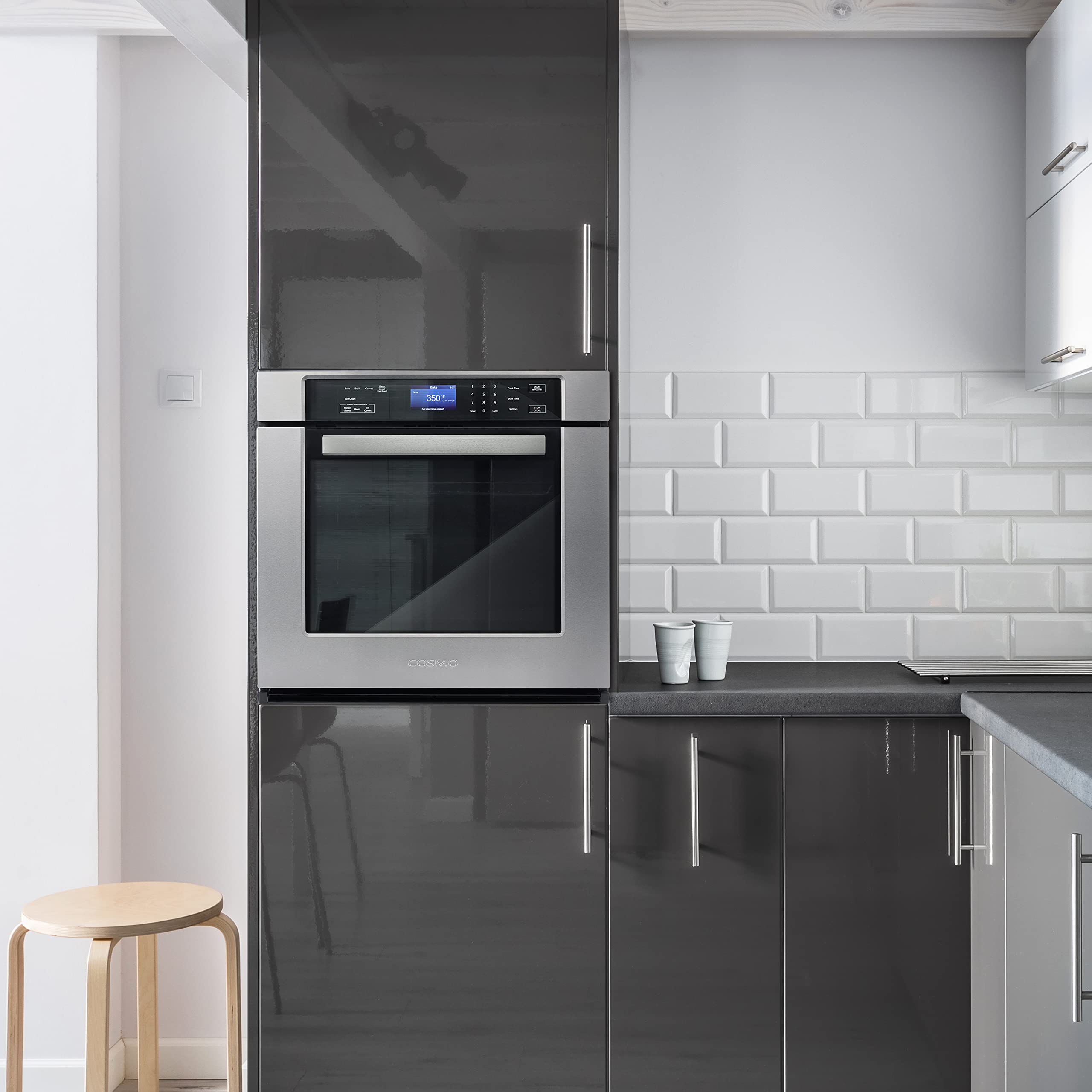 COSMO COS-30ESWC 30-Inch Stainless Steel Electric Wall Oven - 5 cu.ft Capacity, True European Convection & Self-Cleaning | Perfect for Baking, Roasting & Entertaining in Modern Kitchens
