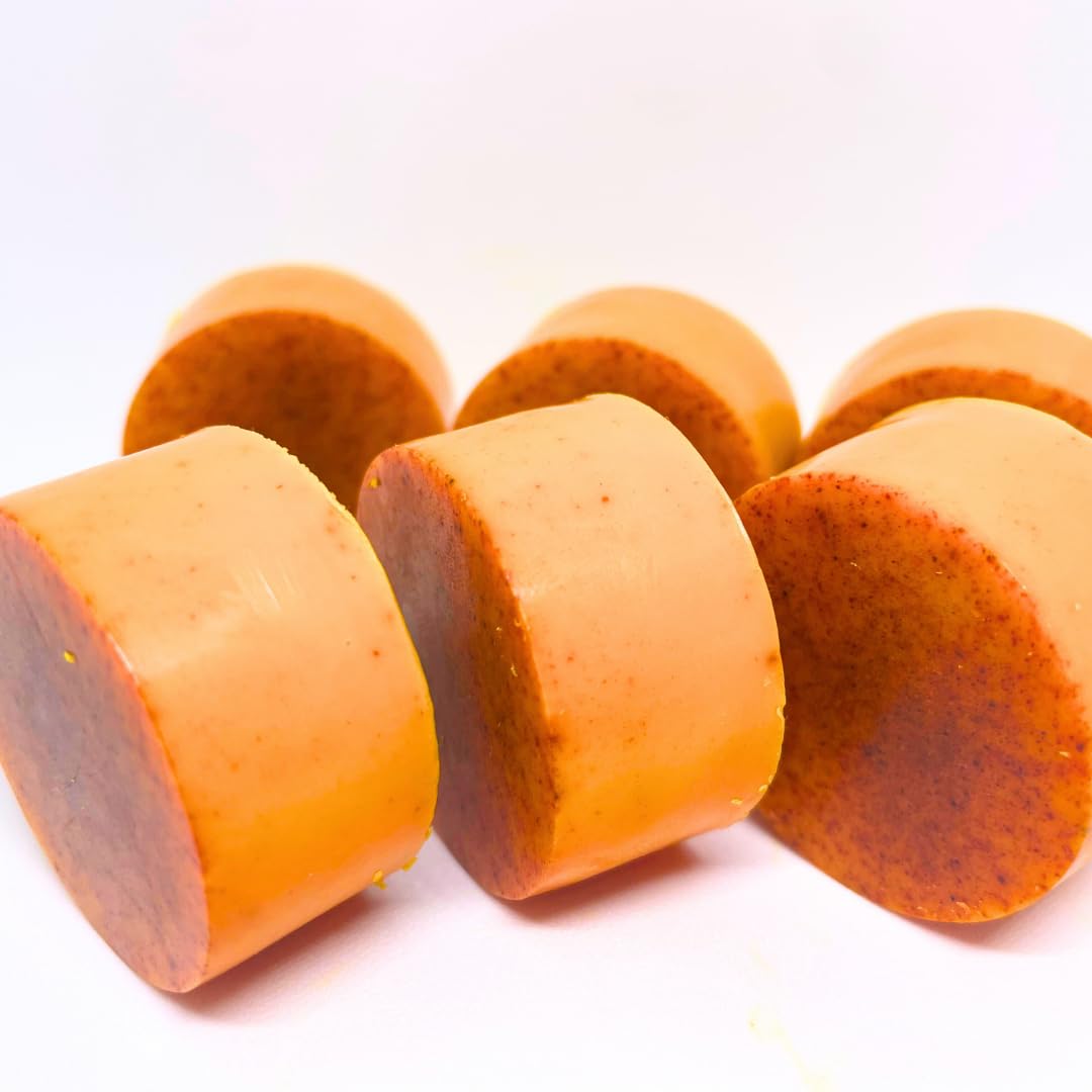 Turmeric Sea Moss & Carrot Soap Bar 6-Pack (1oz Each) - Kojic Acid Soap for Dark Spots, Brightening & Anti-Aging with Bladderwrack & Burdock Root - Irish Sea Moss Brightening Soap for Face & Body - Perfect for Daily Skincare Routine & Hyperpigmentation Treatment
