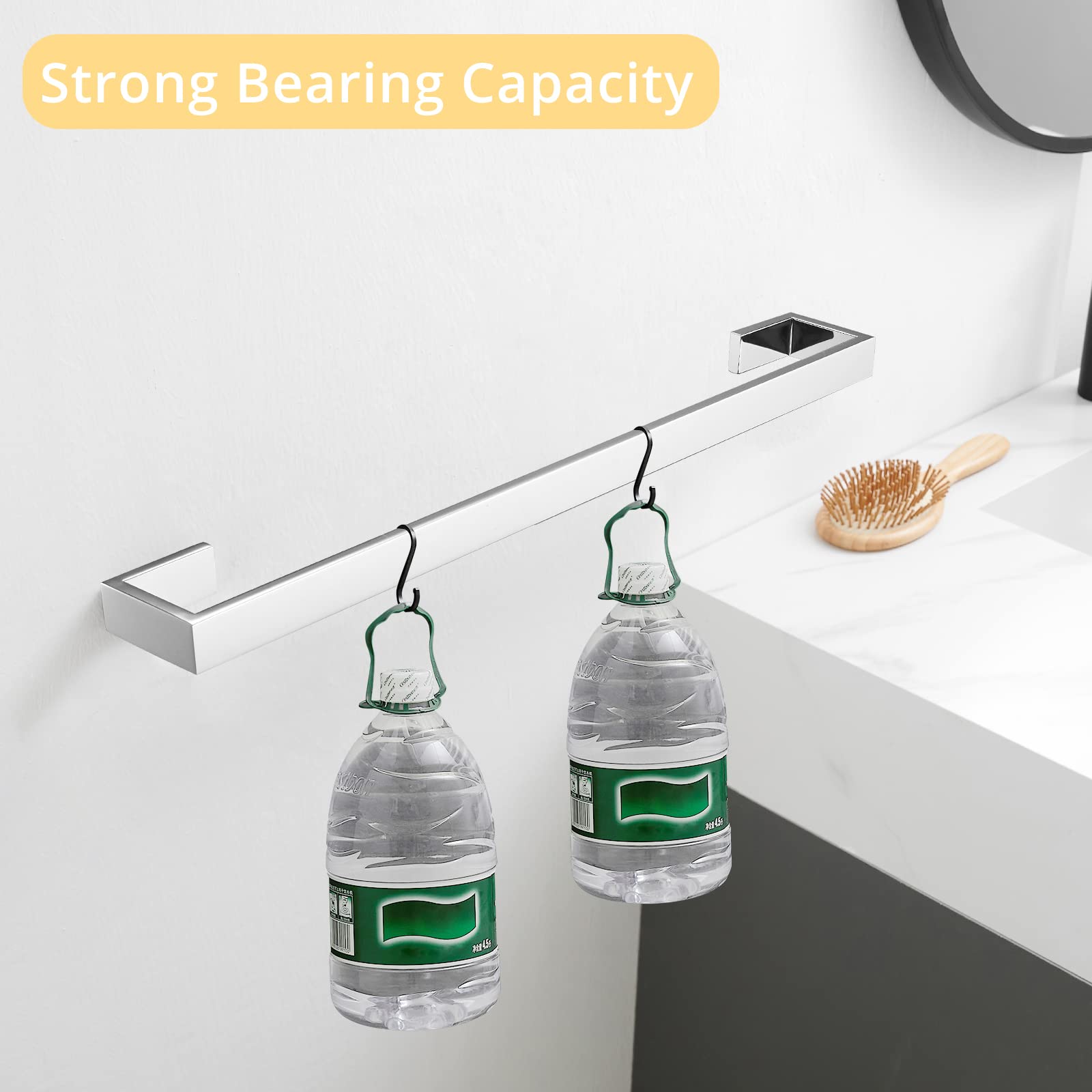 Fapully 23.6-Inch 6-Piece Bathroom Hardware Accessories Set - Stainless Steel Wall Mounted Chrome Towel Bar, Hand Towel Holder, Toilet Paper Holder, Robe Hook, Coat Hook - Modern Bathroom Organization for Home & Hotel Use