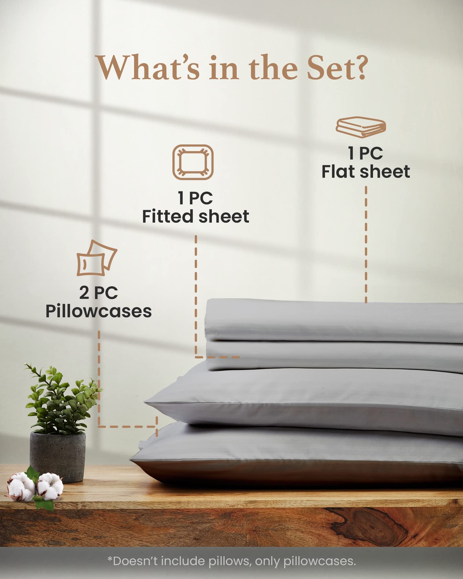 1000 Thread Count 100% Egyptian Cotton Queen Sheet Set - 4 Piece Luxury Bedding with 16