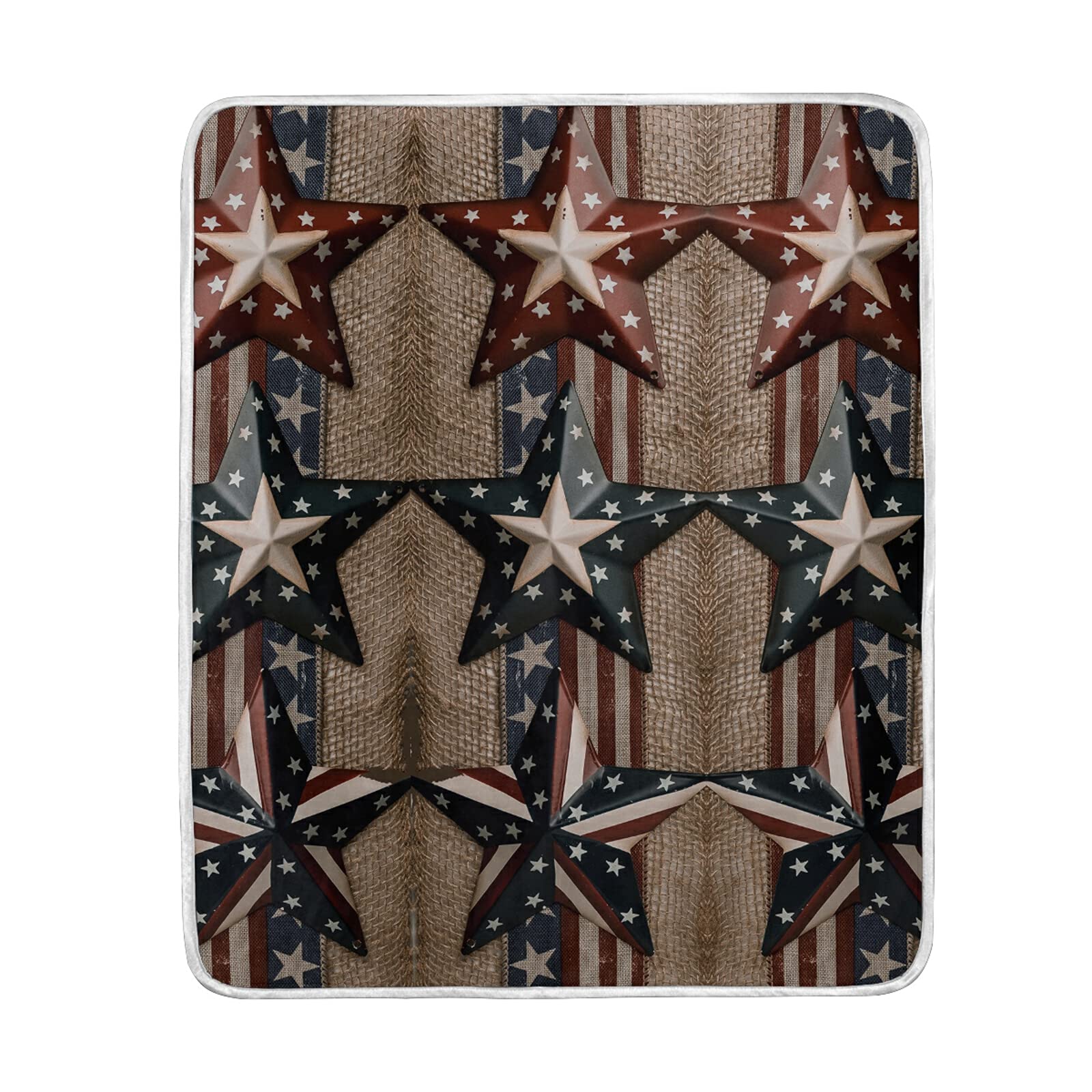 Texas Star American Flag Pattern Plush Throw Blanket - 60x80 Inches Super Soft Fluffy Fleece for Bed, Sofa, Couch & Travel - Perfect for Camping, Siesta, Home Decor & Gift