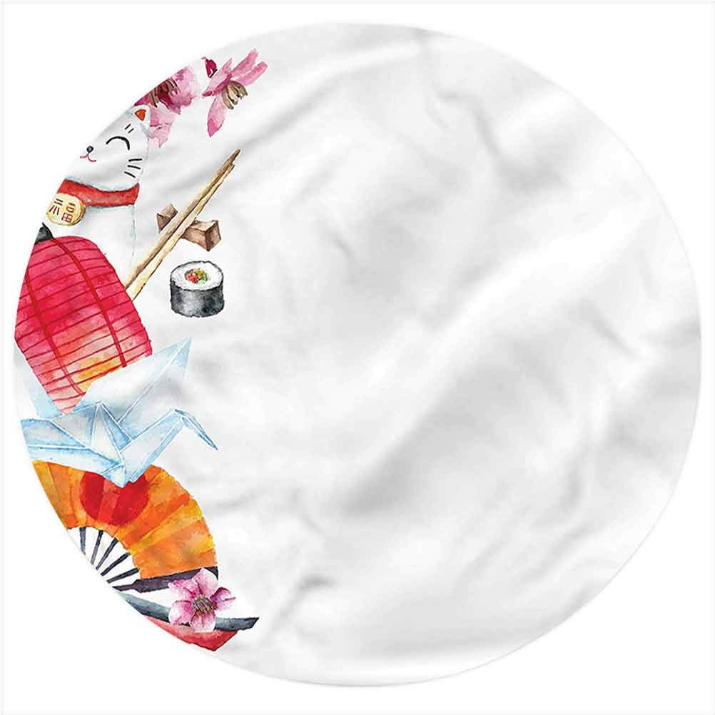 LCGGDB Japanese Flannel Throw Blanket - Origami Sakura Sushi Lantern Print Soft Baby Blanket for Crib, Stroller & Swaddling (31.5