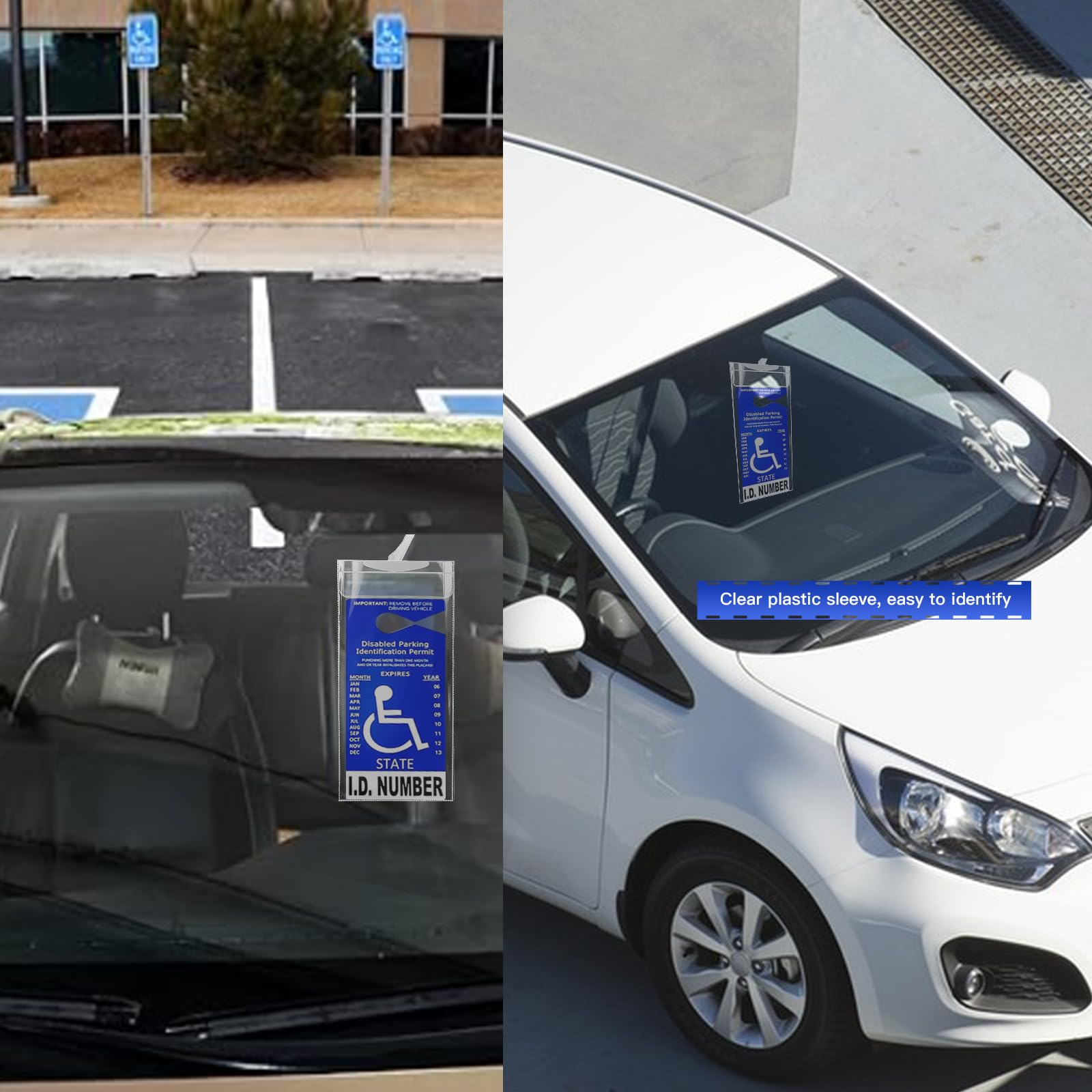 Ultra Clear Disabled Parking Placard Holder for Car - Thickened Hanging Sign Holder for Handicap Permit (Set of 2) - Perfect for Easy Access & Visibility in Vehicles