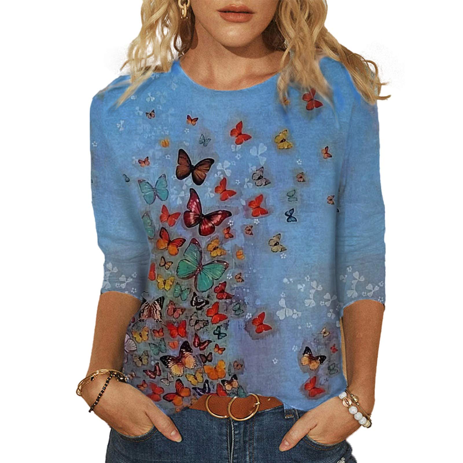 Women's Short Sleeve T-Shirts - Round Neck Printed Summer Tops in Cool Colors | Casual Wear, Beach Outfits & Everyday Comfort