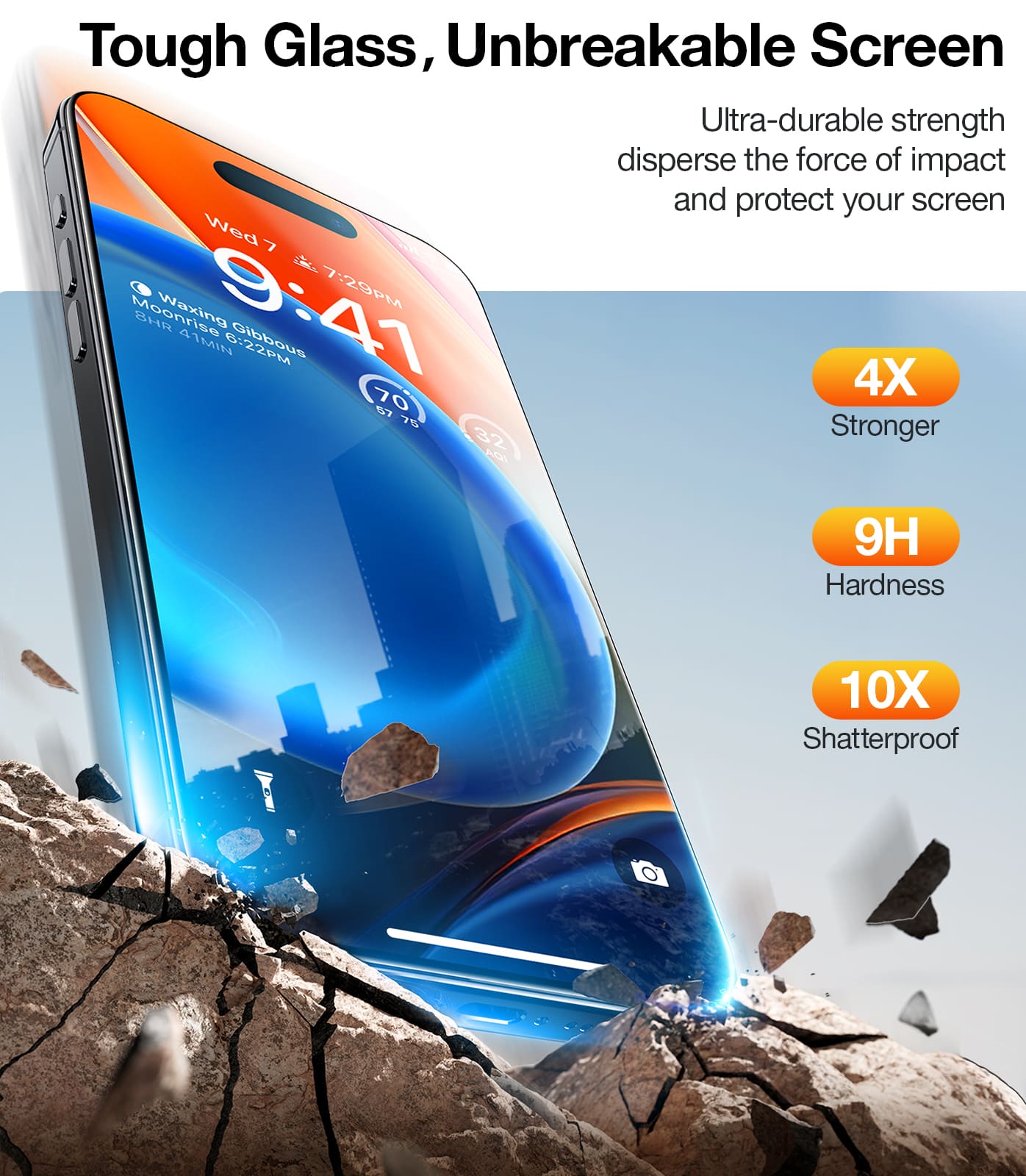 Tempered Glass Screen Protector for iPhone 15 - 9H Hardness, HD Clear, Anti-Scratch & Bubble-Free - Perfect for Work, Travel & Everyday Protection