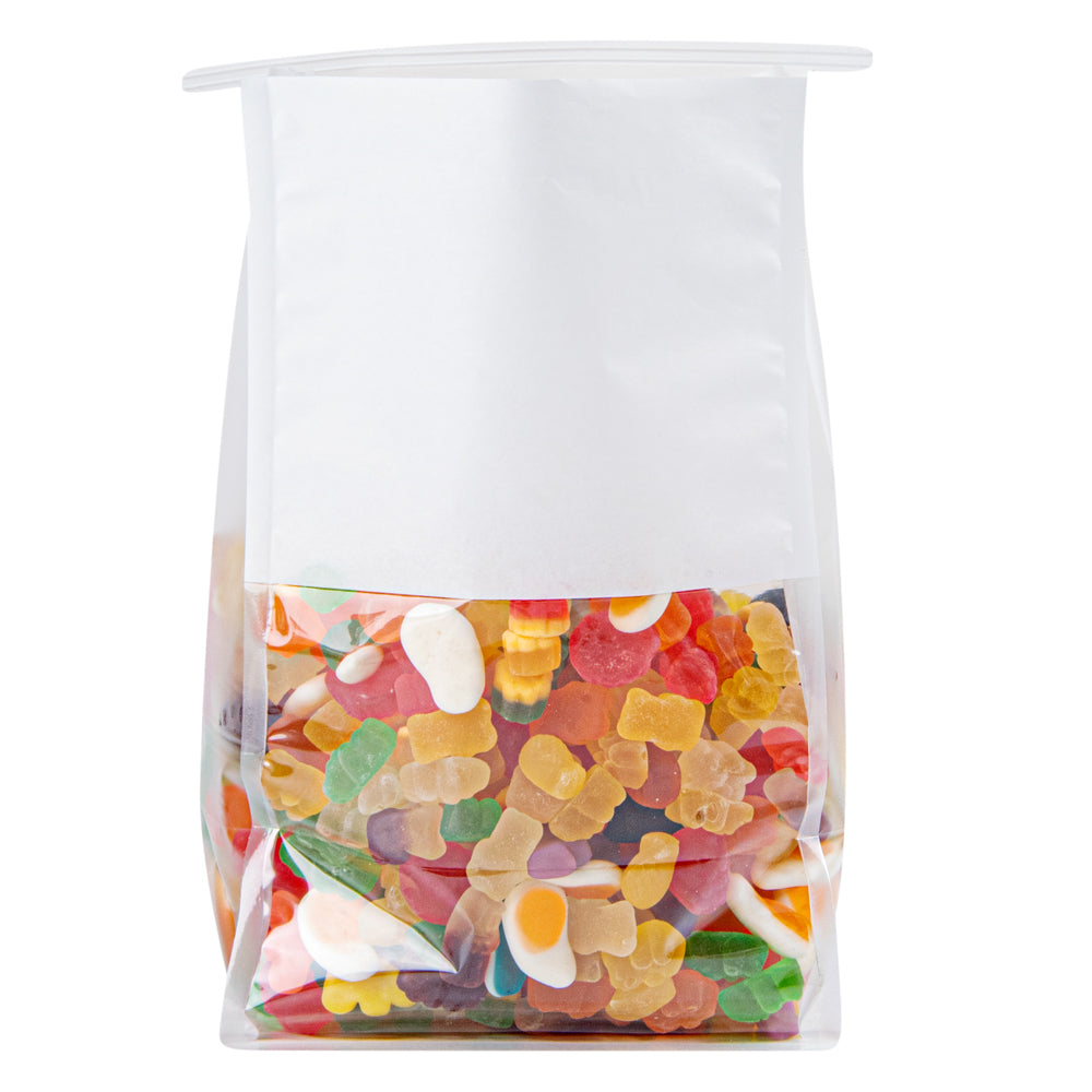 Premium White Cotton Paper Tin Tie Bags with Clear Window - 6.25