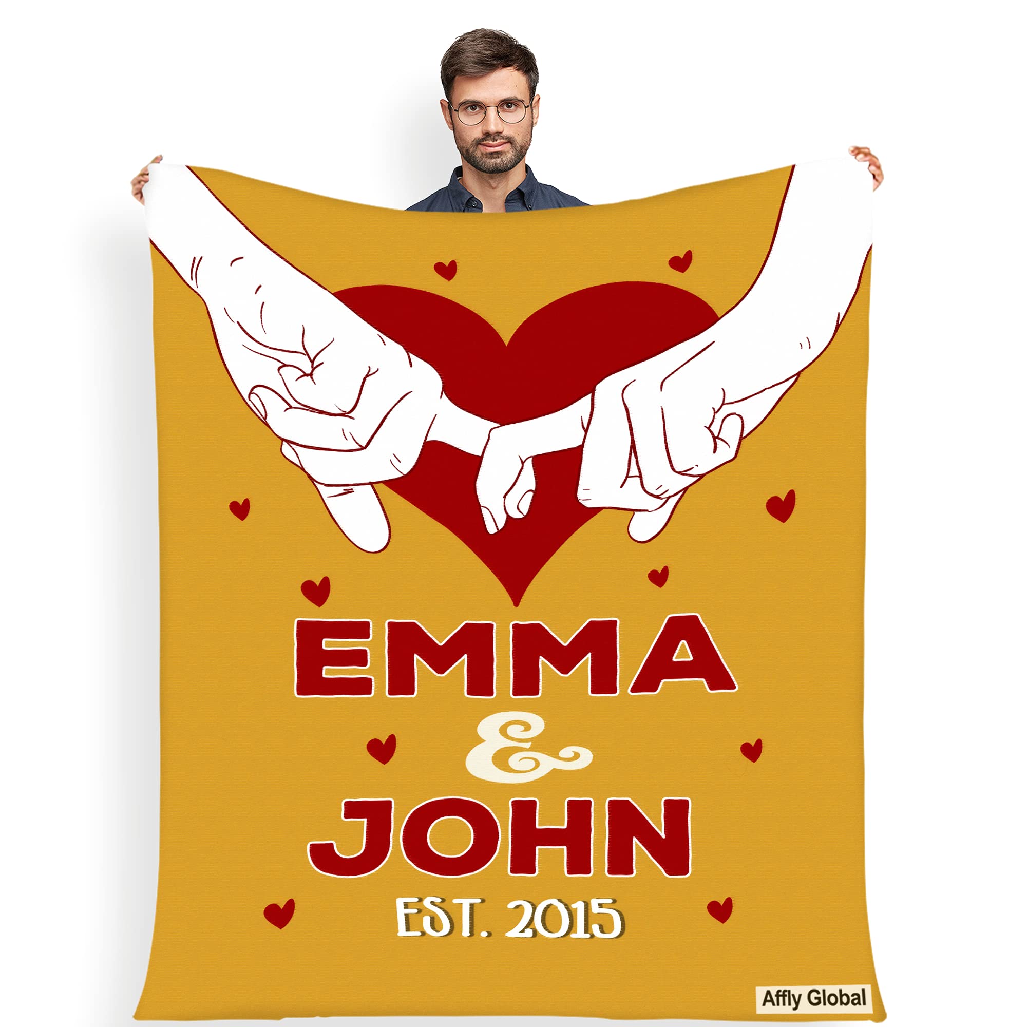 Personalized Couple Blanket - Custom Name & Date - Premium Soft & Warm Throw for Anniversary, Wedding, Christmas Gift - Perfect for Cozy Nights & Romantic Moments
