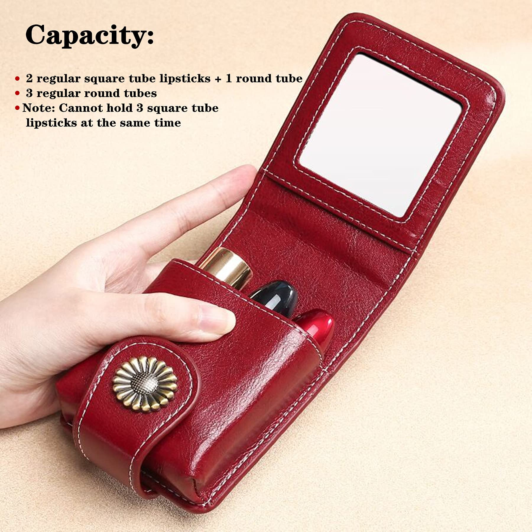 Classic Elegant Lipstick Holder with Mirror - Compact Travel Makeup Case for Purse, Holds 2 Lipsticks or Lip Gloss (Peacock Blue) | Perfect for On-the-Go Touchups & Cosmetic Organization