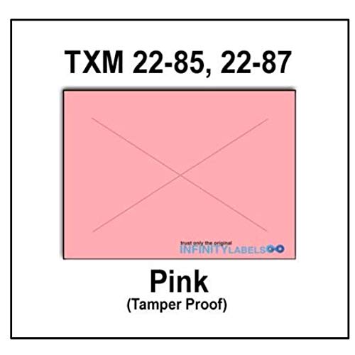 200,000 X-Mark 2216 Compatible Pink General Purpose Labels for X-Mark TXM 22-85 & 22-87 Label Guns - Full Case with 8 Ink Rollers & Security Cuts - Perfect for Retail Pricing, Inventory Labeling & Warehouse Organization