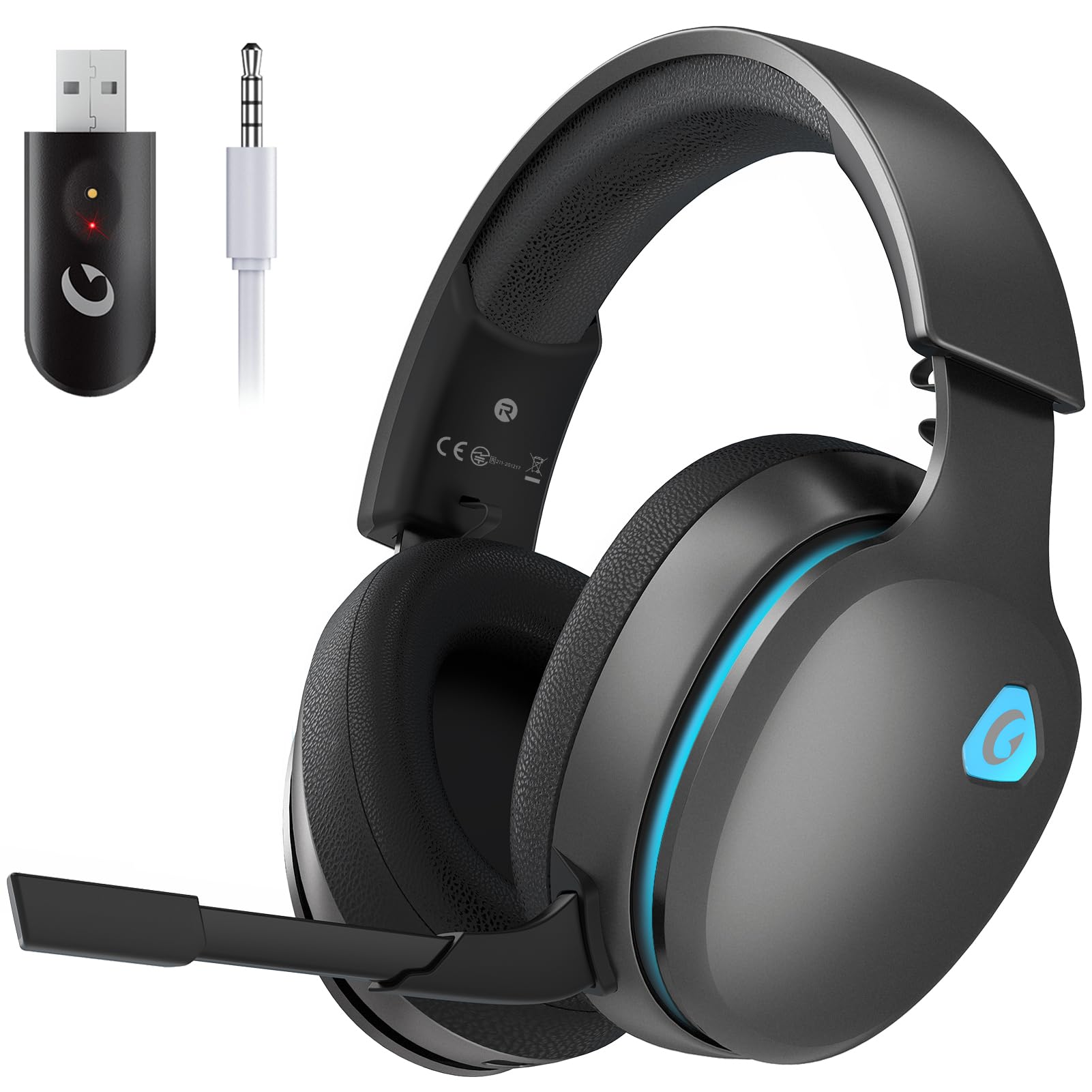 2.4GHz Wireless Gaming Headset for PS5, PS4, PC, Nintendo Switch - 7.1 Surround Sound Bluetooth 5.3 Headphones with ENC Mic for Fortnite & Call of Duty FPS Gamers - 40+ Hour Battery Life (Space Gray) - Perfect for Competitive Gaming, Streaming & Late-Night Sessions