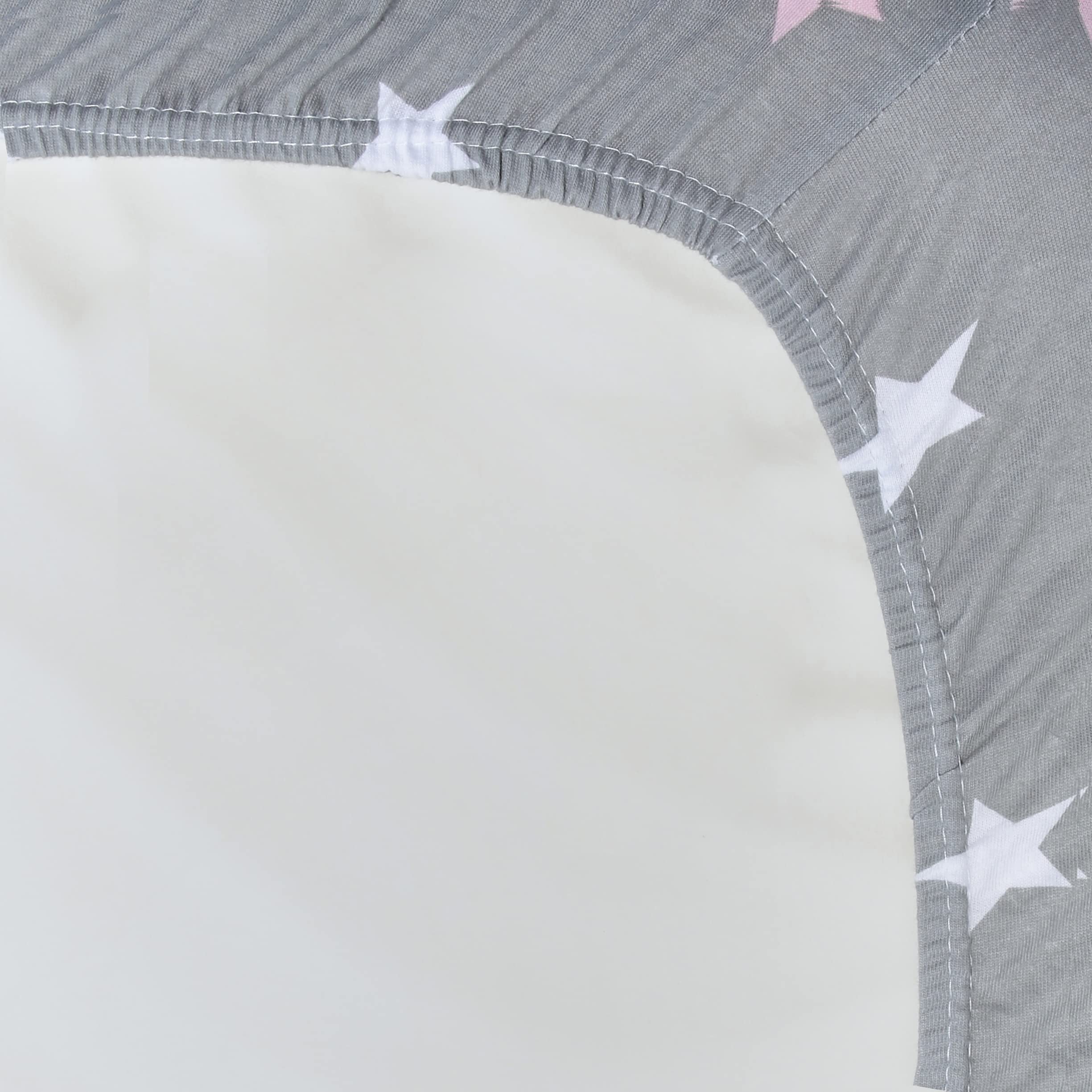 2 Pack Baby Cradle Fitted Sheets - 100% Cotton Jersey Knit Crib Mattress Cover for Girls | Soft, Breathable Nursery Bedding Set in Pink, Purple Owl & Heart Star Patterns | Perfect for Newborns, Infants & Toddlers Sleep Time