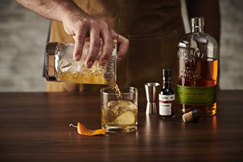 Premium 6-Piece Crystal Cocktail Mixing Glass Set - 24oz (710ml) Bar Pitcher with Thick Bottom, Stainless Steel Bar Spoon, Muddler, Strainer, Garnish Picks & Jigger - Professional Bartender Kit with Recipes - Perfect for Home Bars, Cocktail Parties & Gift Giving