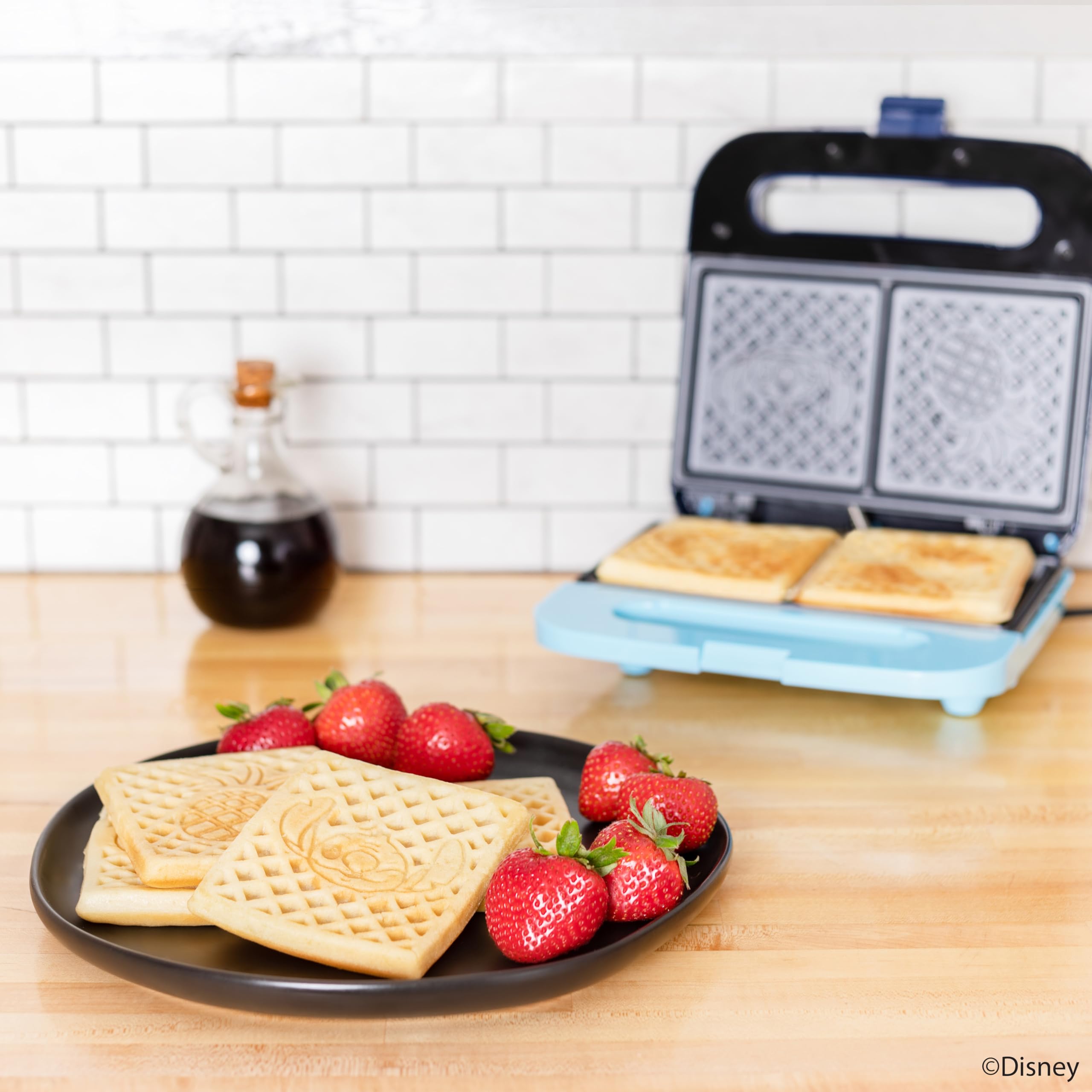 Disney Lilo and Stitch Waffle Maker - 4 Slice Non-Stick Electric Waffle Iron for Kids & Adults - Perfect for Breakfast, Parties & Family Fun - Stitch Character Waffle Design - Easy to Clean Kitchen Appliance