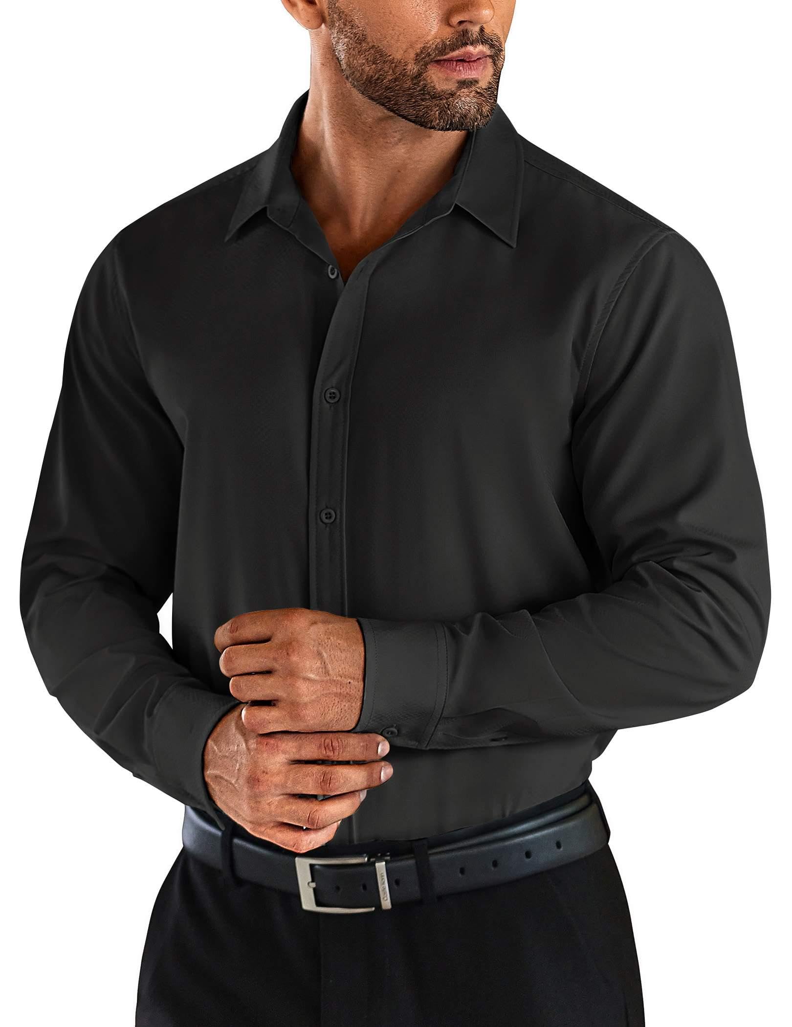 COOFANDY Men's Business Dress Shirts - Wrinkle Free Long Sleeve Button Down Shirt for Office & Formal Wear - Textured Fabric Regular Fit Casual Dress Shirt for Work, Interviews & Special Occasions
