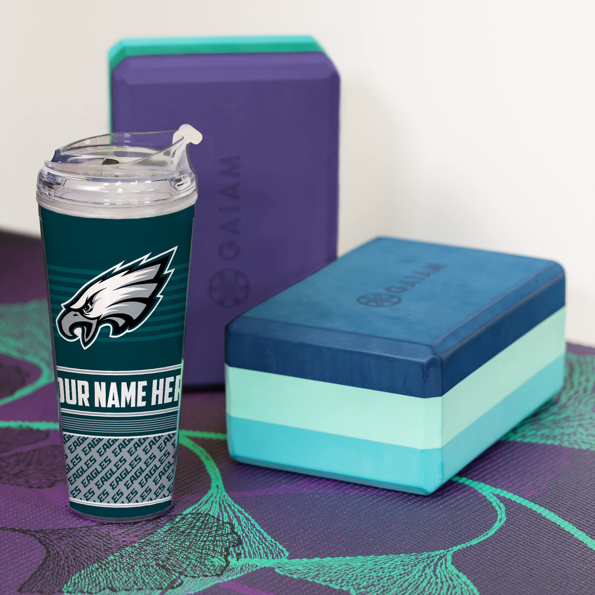 Philadelphia Eagles 24oz Personalized Tumbler with Hinged Lid - Insulated Stainless Steel Travel Mug - Keeps Drinks Cold 24Hrs/Hot 12Hrs - NFL Team Colors - Perfect for Game Day, Office & Outdoor Adventures