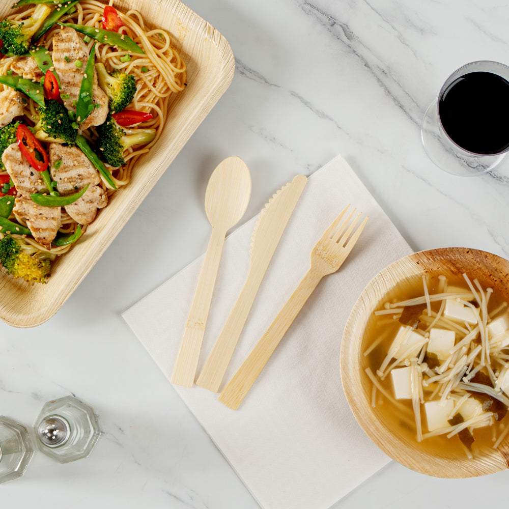 Eco-Friendly Bamboo Disposable Cutlery Set - 24-Piece Biodegradable Utensils (7 Retail Packs) | Perfect for Picnics, Parties & Sustainable Dining