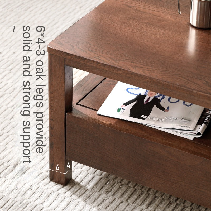 Solid Oak Wood Modern Minimalist Coffee Table - Scandinavian Style Living Room Furniture for Home Decor