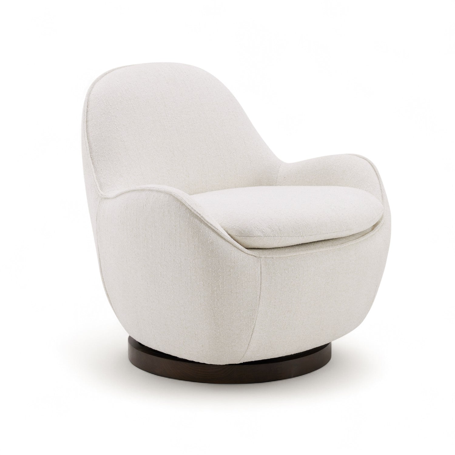 Snug Swivel Lounge Chair - Ivory Chenille Upholstery, 360° Rotating Modern Accent Chair for Living Room, Bedroom & Office - Comfortable Reading Nook Chair with Soft Fabric