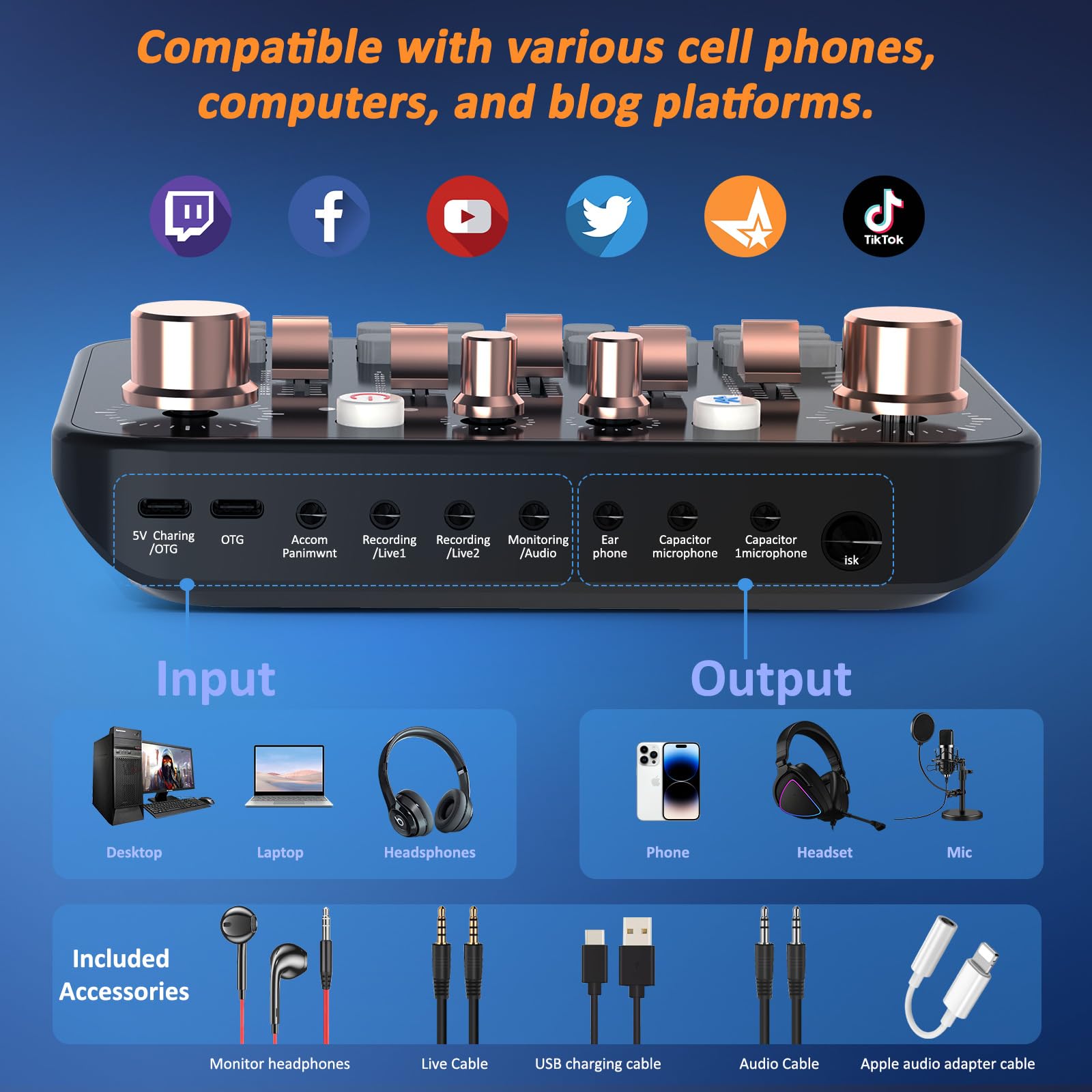 VASDEV Podcast Soundboard Equipment Bundle with Bluetooth Voice Changer & DJ Controller - Perfect for Live Streaming, Singing, Gaming, and Professional Audio Production