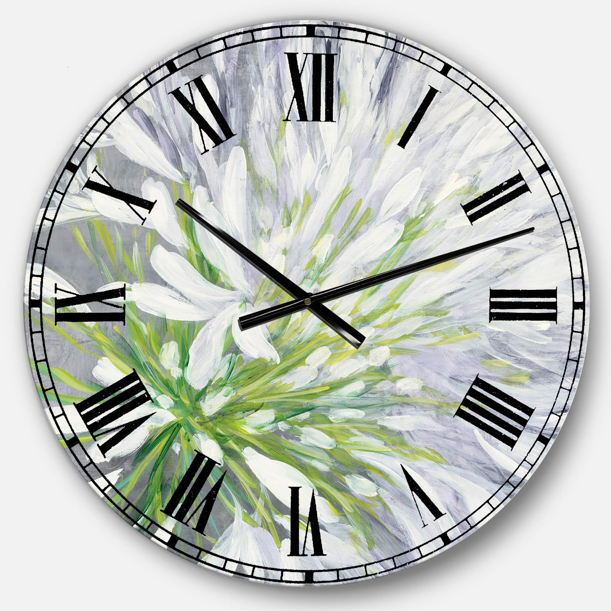 Designart Flower Cleome Splash II Traditional Round Wall Clock - Metal Home Decor for Living Room, Bedroom & Office | Perfect Wall Art for Modern Interiors & Gift Giving