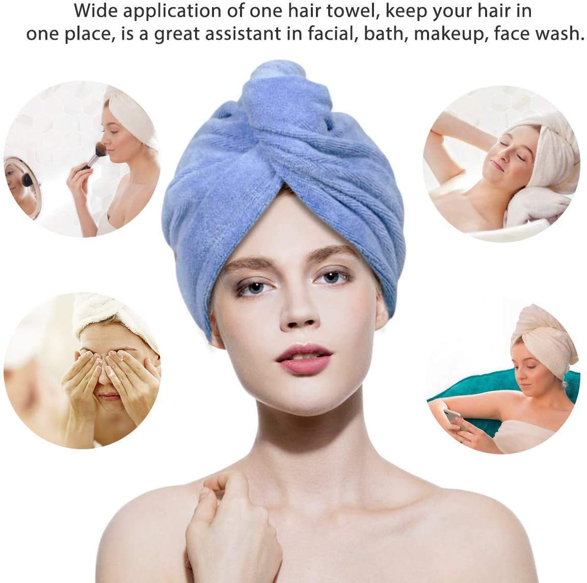 Shyam Enterprise Women's Microfiber Hair Towel Wrap - Quick Dry Hair Drying Cap for Wet Hair, Soft & Absorbent Bath Towel Hat (Pack of 2, Multicolor) - Perfect for Post-Shower, Swimming & Salon Styling
