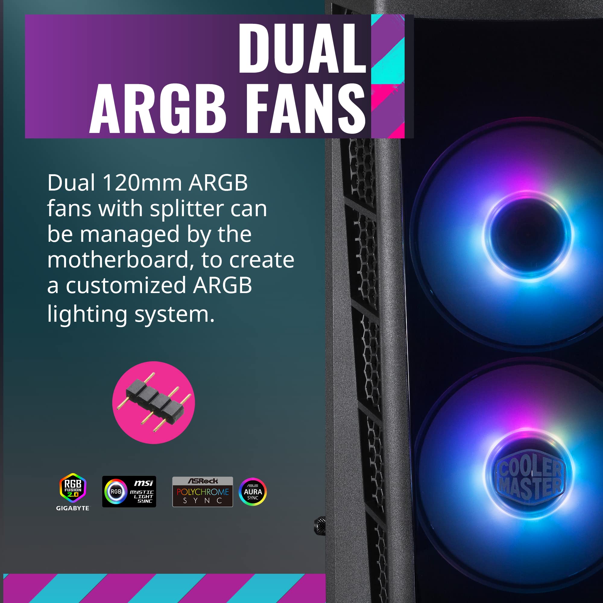 Cooler Master MasterBox MB320L ARGB Micro-ATX PC Case with Dual ARGB Fans, DarkMirror Front Panel, Mesh Intake Vents & Tempered Glass Side Panel - Ideal for Gaming Rigs and Custom PC Builds