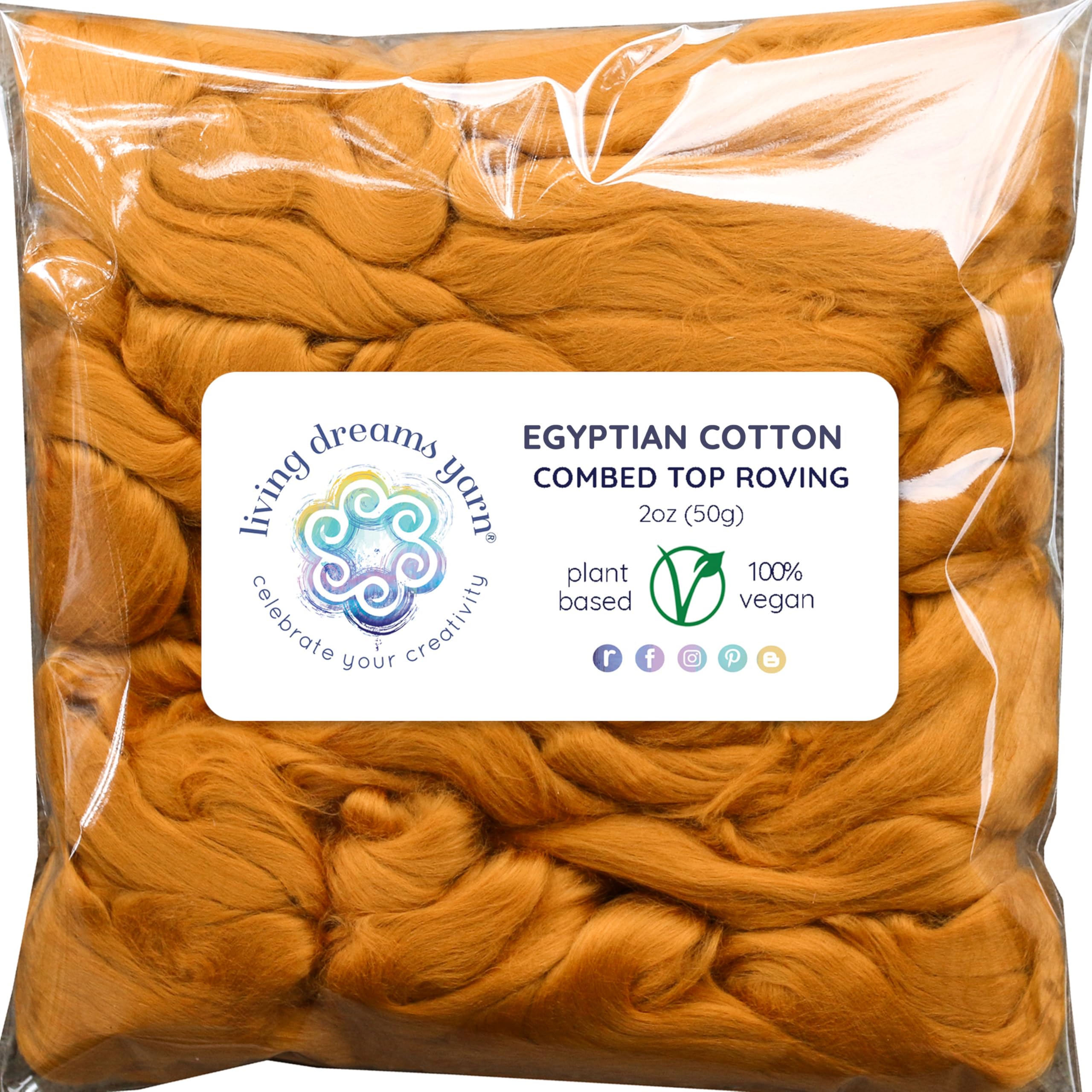 Soft Vegan Combed Cotton Roving for Spinning, Blending & Felting - Natural Fiber Arts Material for DIY Yarn Making, Knitting & Craft Projects - Perfect for Hand Spinners and Textile Artists
