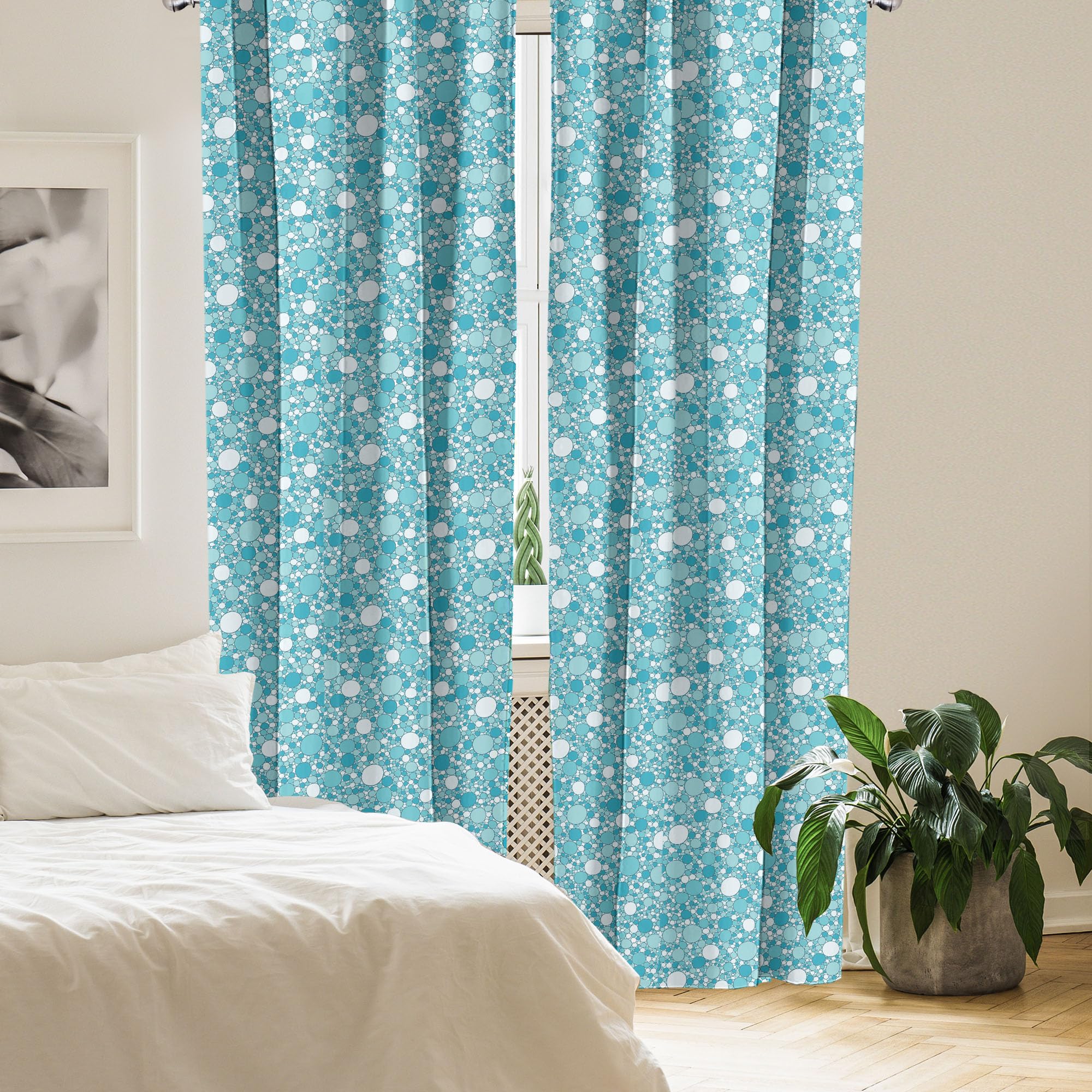 Ambesonne Modern Abstract Curtain Set with Bubble Pattern - Lightweight Window Treatment for Living Room & Bedroom - 56