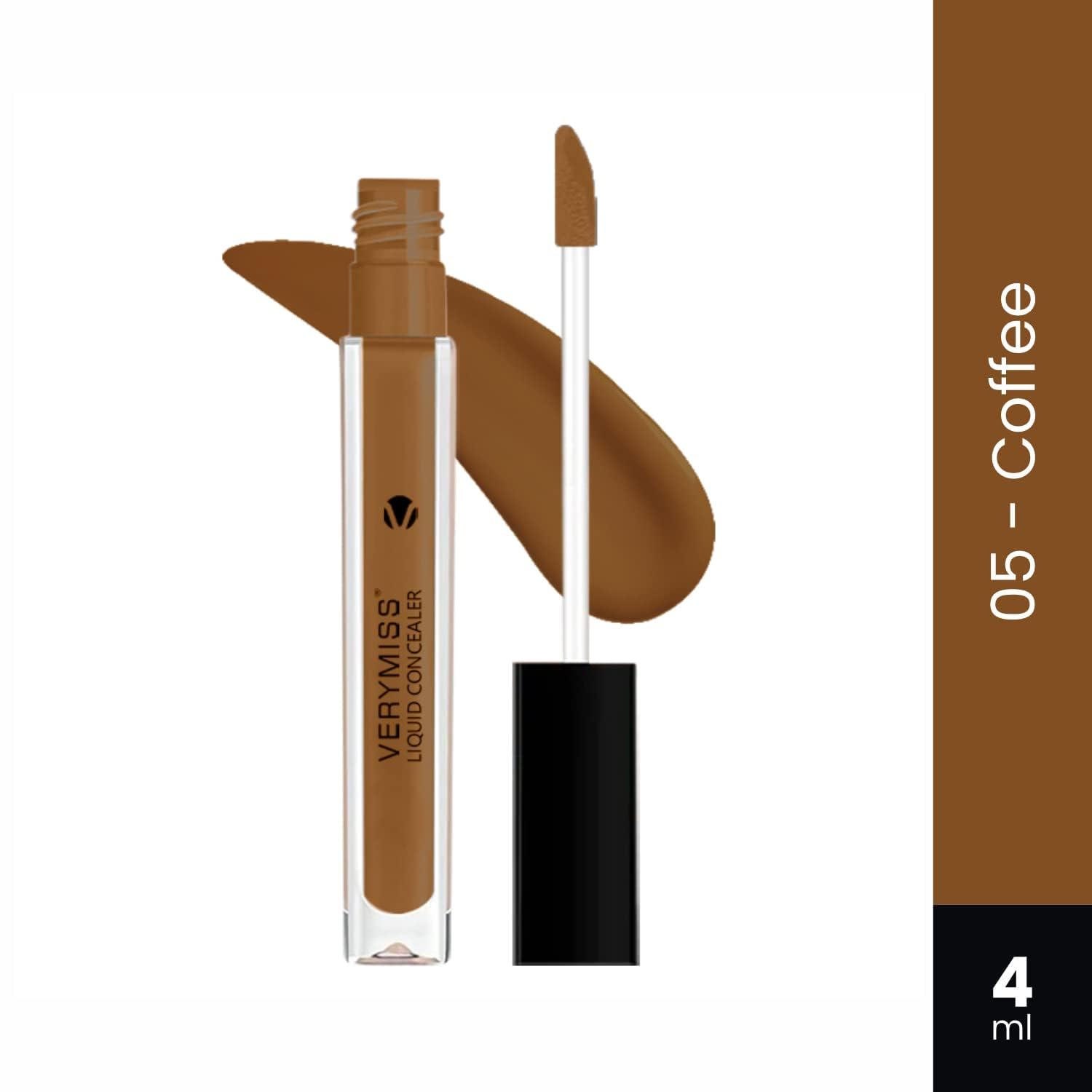 VERYMISS Liquid Concealer - 05 Coffee, Full Coverage, Waterproof & Long Lasting | Perfect for Dark Circles, Blemishes & Under Eye Brightening | Ideal for Daily Makeup & Professional Use