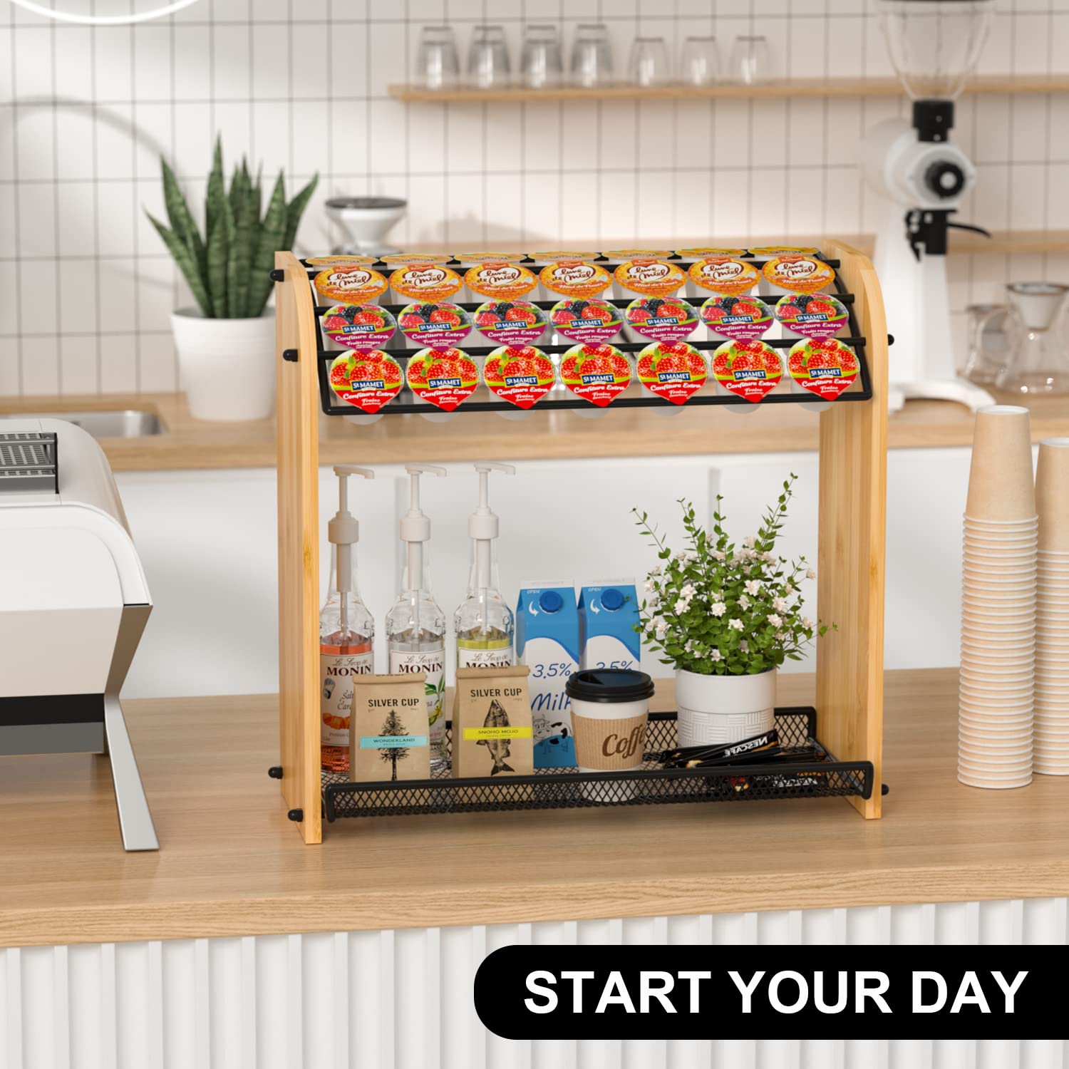 Premium K-Cup Holder Organizer for Coffee Bar - Large Capacity Countertop Coffee Pod Storage (Holds 28+ Pods) - Easy Assembly Coffee Station Accessory for Home, Office & Kitchen Use