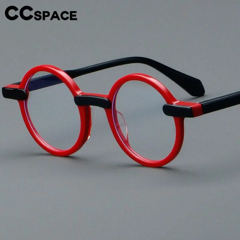 CCspace Unisex Full Rim Round Acetate Eyeglasses 56994 - Stylish & Lightweight Frame for Men & Women - Perfect for Reading, Work, and Everyday Fashion