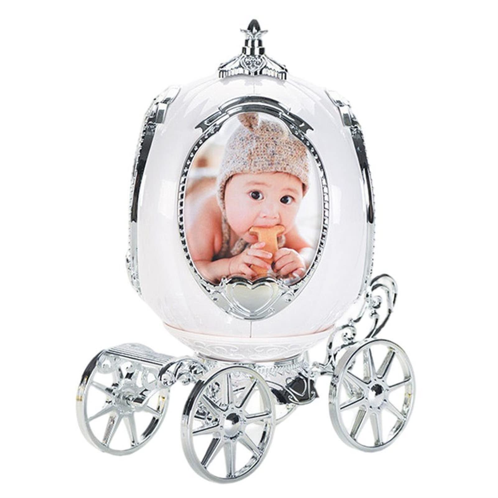 Personalized Pumpkin Car Photo Frame with Music Box - Silver Wedding & Kids Room Decor for Bedroom, Desk, and Party Accessories | Perfect for Halloween, Christmas Gifts, and Home Decorations