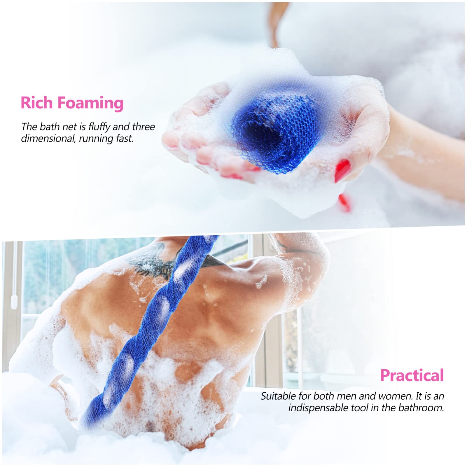 Premium African Net Bath Sponges 4-Pack - Exfoliating Body Scrubber for Shower & Back Cleansing - Natural Skin Care for Daily Use (Blue) - Perfect for Spa, Home Bath & Gift Sets