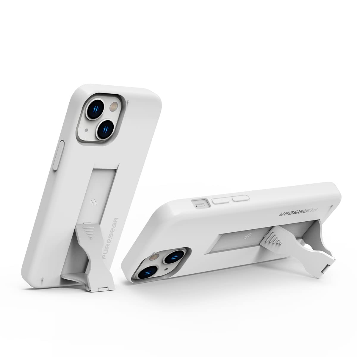 PureGear SlimStik Ultra Slim Protective Case with Built-in Kickstand for Apple iPhone 13 (6.1 Inch, 2021 Model) - Wireless Charging Compatible, Functional Grip Design, Lifetime Warranty (White) - Perfect for Work, Travel and Everyday Use