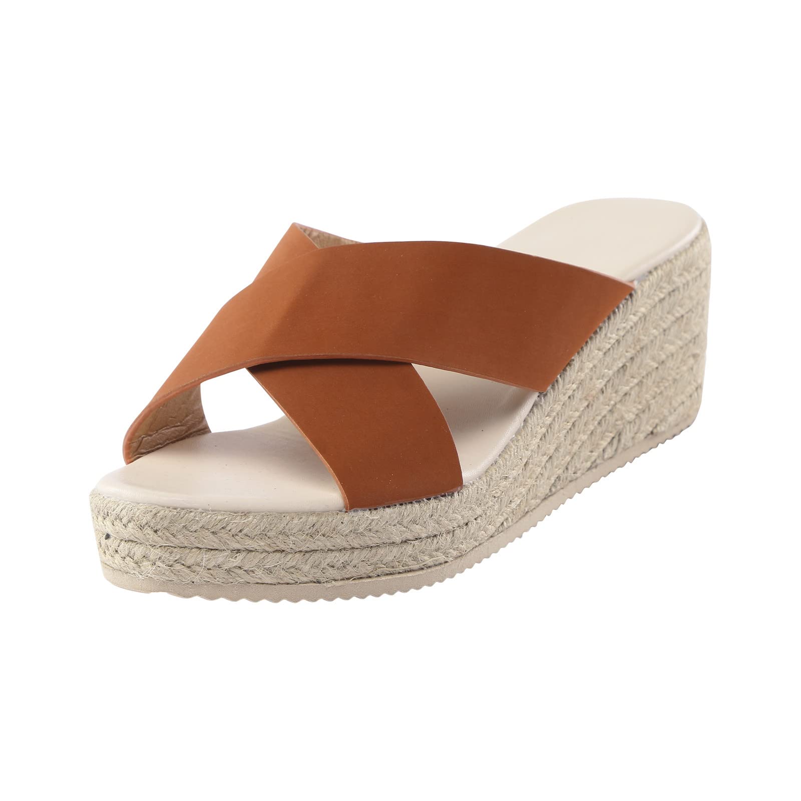 Women's Breathable Peep Toe Wedge Sandals - Linen Sole Comfortable Sport Slippers for Ladies | Perfect for Walking, Beach Outings & Summer Fashion
